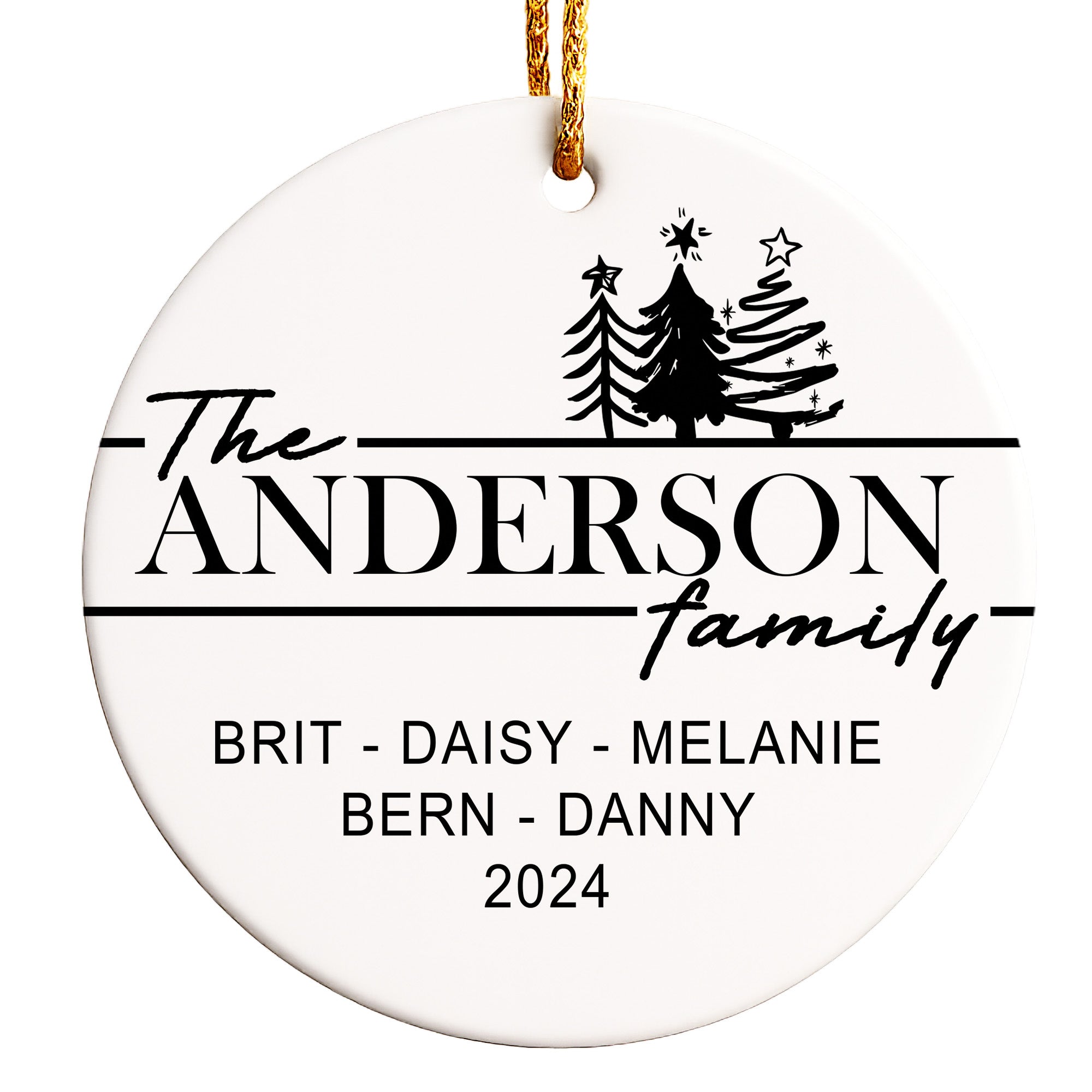 Personalized Family Christmas Ornament - Custom Ceramic Keepsake with 2024 Family Names and Holiday Design for Gift Giving - Image 1