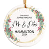Personalized First Christmas as Mr. & Mrs. Ceramic Ornament - Custom Wedding Keepsake 2024 - Image 1