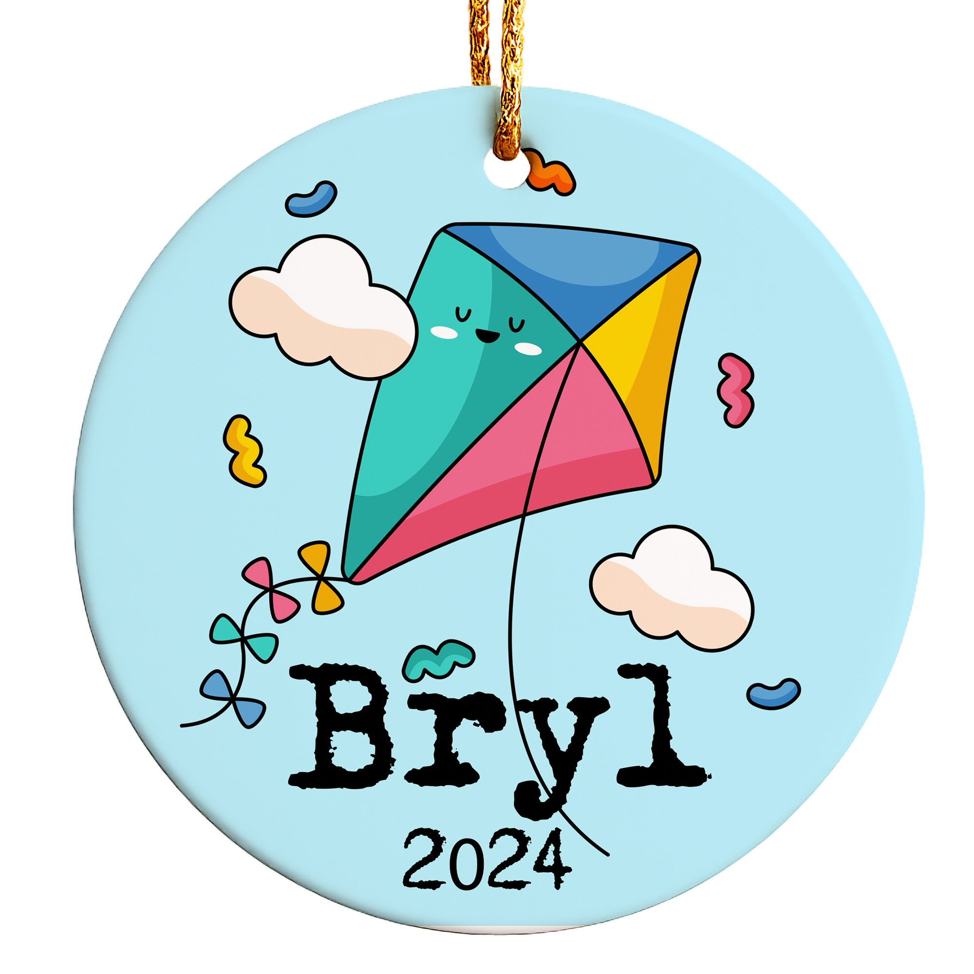 Personalized Kite-Themed Ceramic Ornament - Custom Name Keepsake for 2024 Celebrations - Image 1