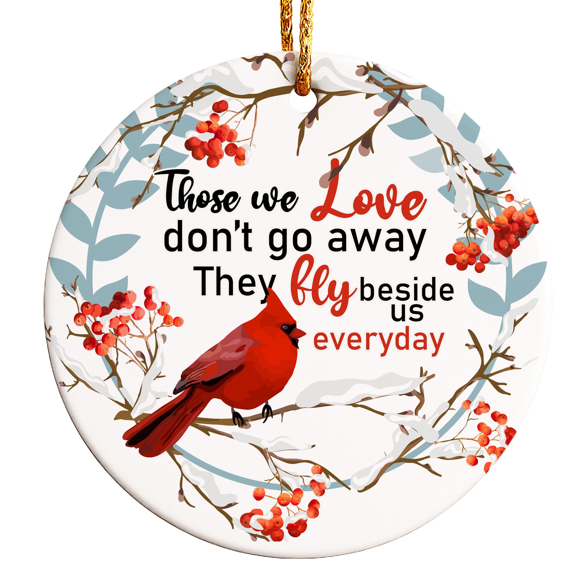 Personalized Memorial Cardinal Ceramic Ornament - Handcrafted Keepsake with Inspirational Quote for Gift-Giving - Image 1