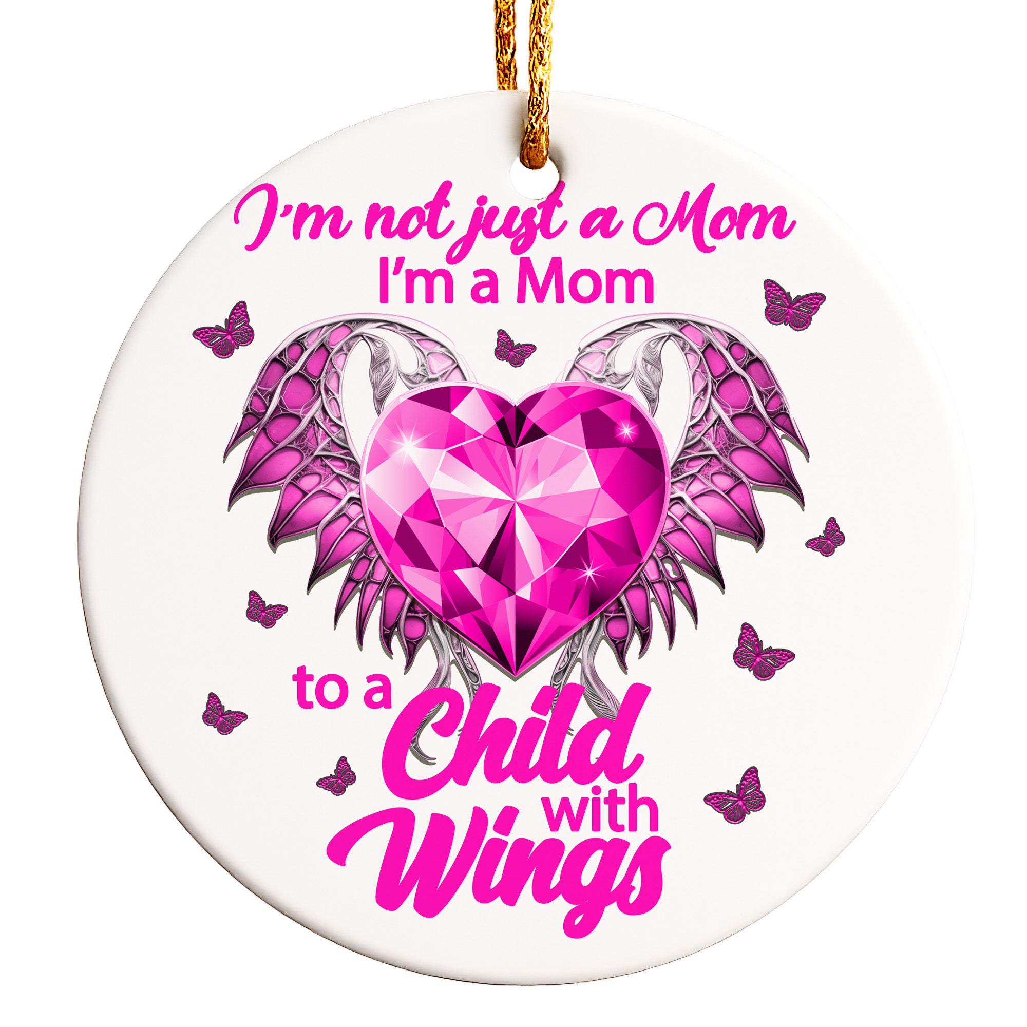 Beautiful Pink Heart Ceramic Ornament - Personalized Gift for Moms of Angel Babies - Handcrafted Keepsake with Winged Design - Image 1