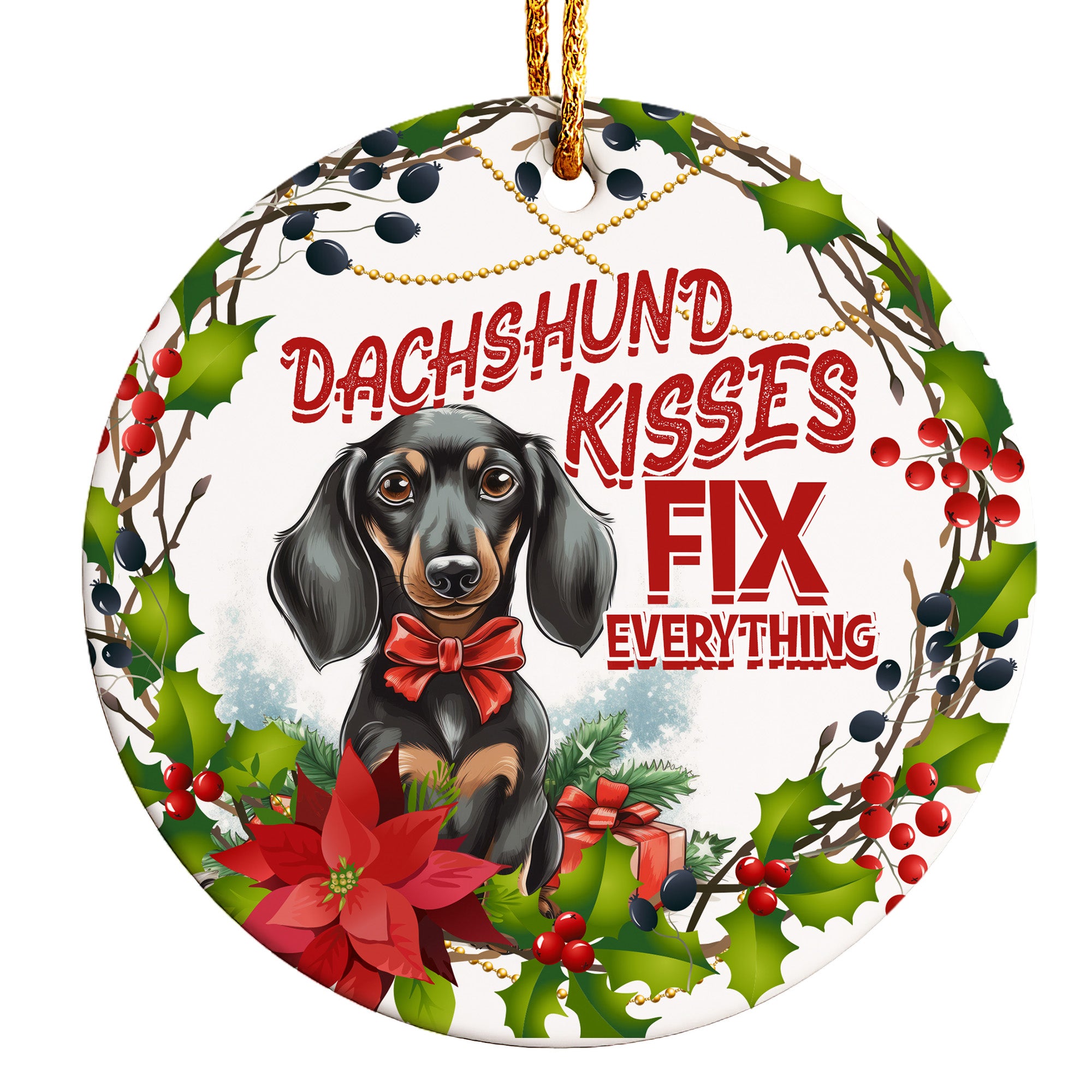 Personalized Dachshund Ceramic Ornament – Handmade Holiday Decoration with Festive Design & Customization Options for Perfect Gift Giving - Image 1