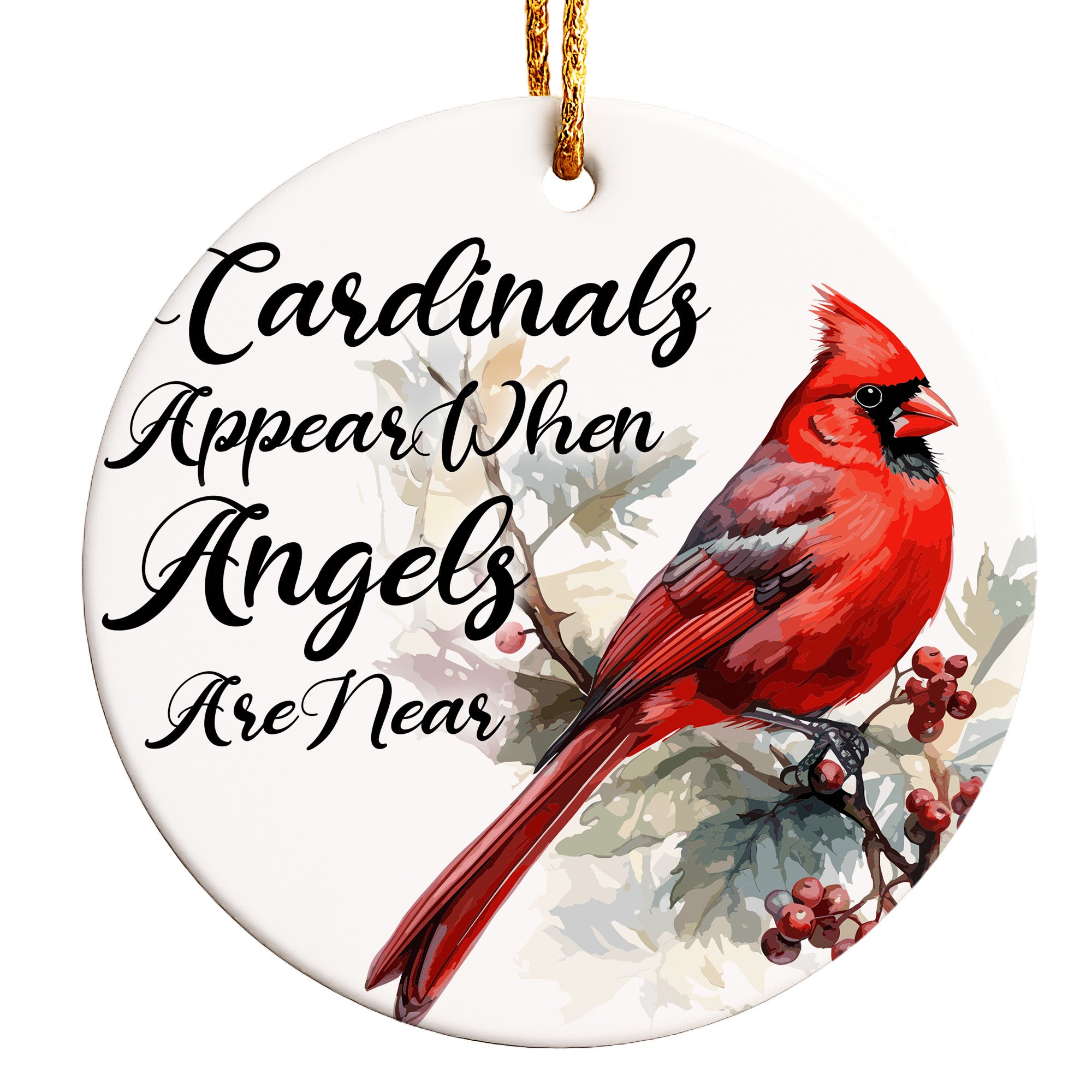 Personalized Cardinal Christmas Ornament - Handmade Ceramic Keepsake with Angel Quote for Heartfelt Gift-Giving - Image 1