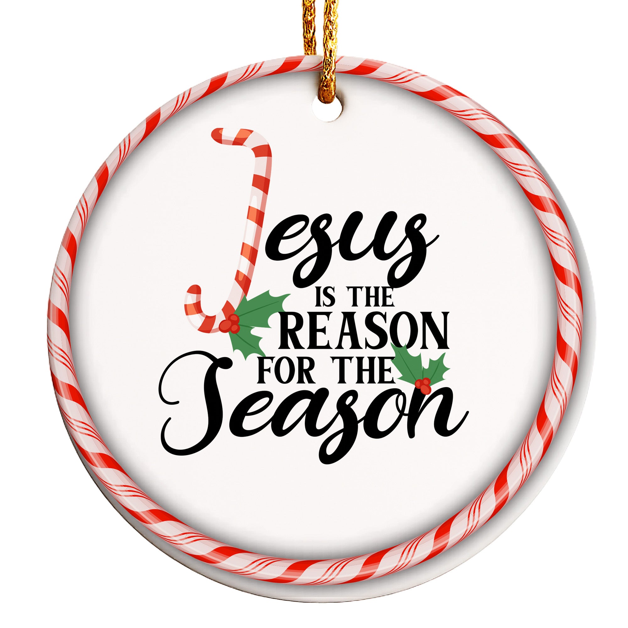 Personalized Christmas Ornament - "Jesus is the Reason" Candy Cane Design - Perfect for Holiday Gifting - Image 1
