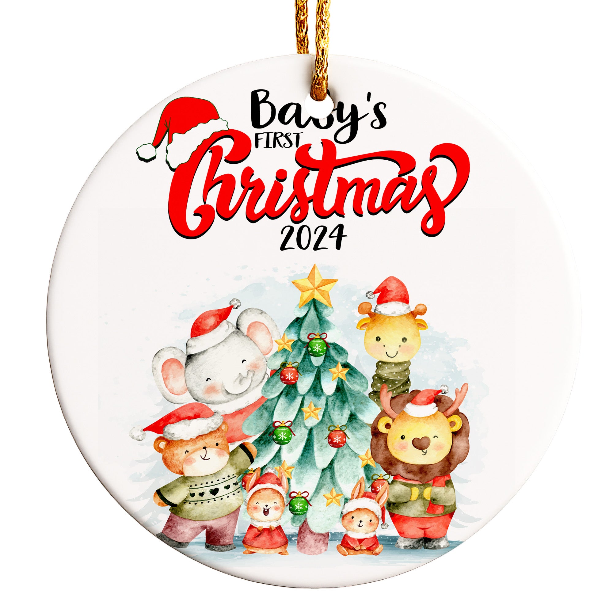 Baby's First Christmas 2024 Personalized Ceramic Ornament - Handcrafted Keepsake for New Parents - Image 1