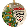 Personalized Ceramic Christmas Ornament - "It's All About Jesus" with Festive Tree Design - Perfect Holiday Gift Keepsake - Image 1