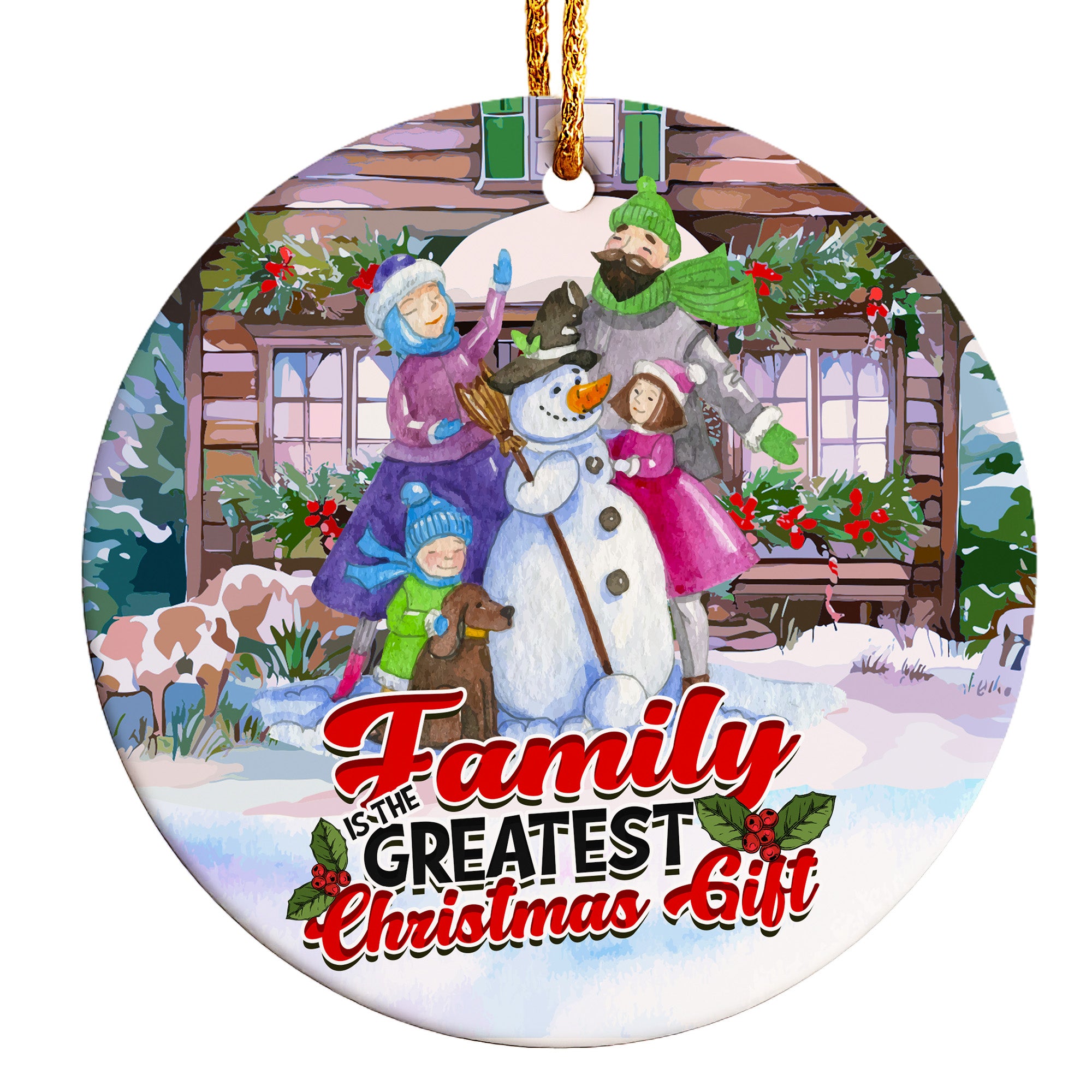 Personalized Family Christmas Ornament - Handcrafted Ceramic Keepsake with Heartwarming Snowman Design - Image 1