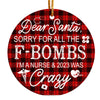 Personalized Nurse Christmas Ornament - Funny Plaid Ceramic Keepsake for Nurses - 2023 Holiday Humor Gift - Image 1