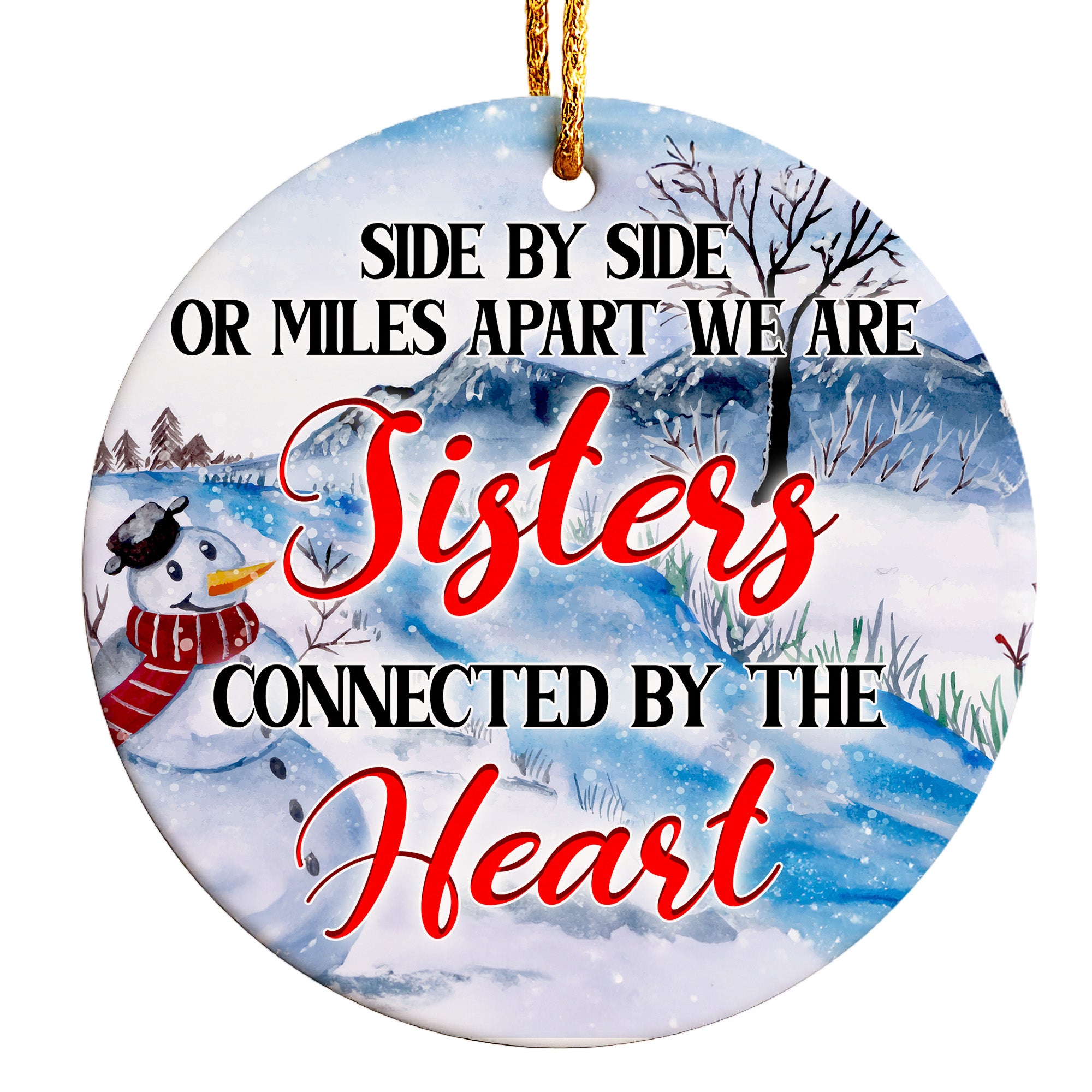 Personalized Sisters Ceramic Ornament - Handcrafted Winter Design for Heartfelt Holiday Gifting - Image 1