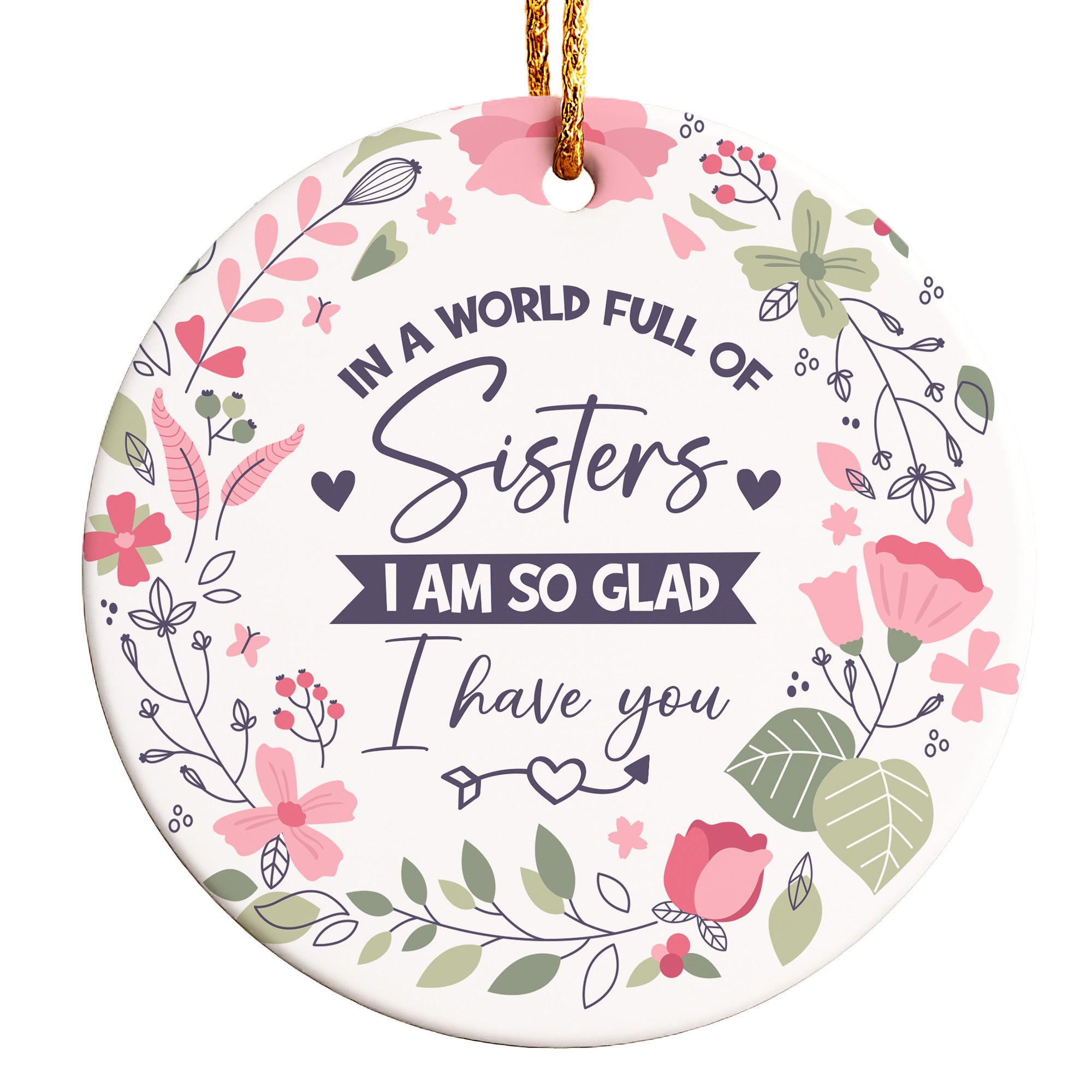 Beautifully Crafted Floral Ceramic Sister Ornament with Personalization for Heartfelt Gifting - Image 1