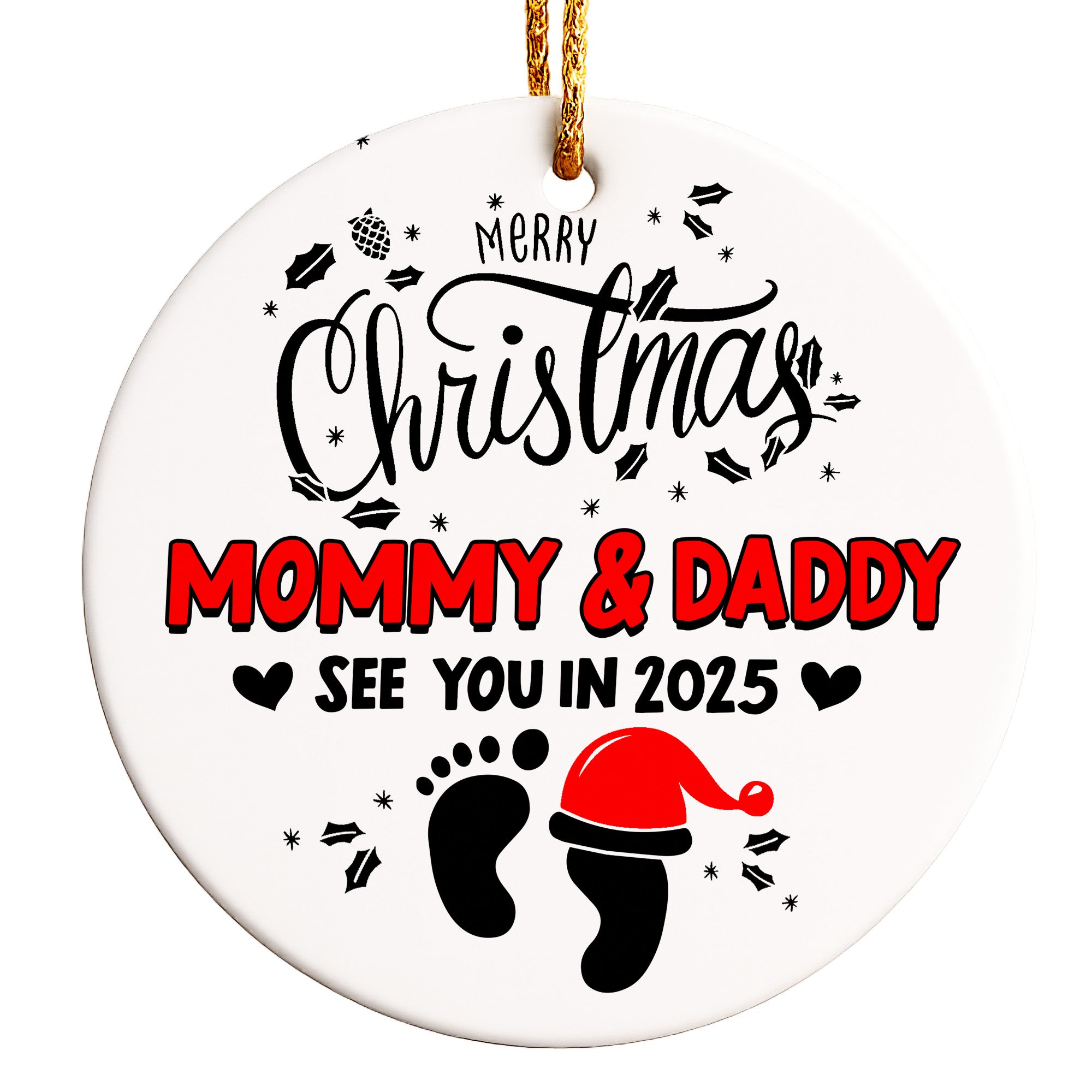 Personalized Merry Christmas Ornament for Parents-to-Be - Customized Baby Announcement Gift - Image 1
