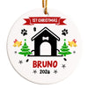 Personalized "1st Christmas" Ceramic Ornament for Pets - Custom Name and Year, Handmade Holiday Decor Keepsake - Image 1