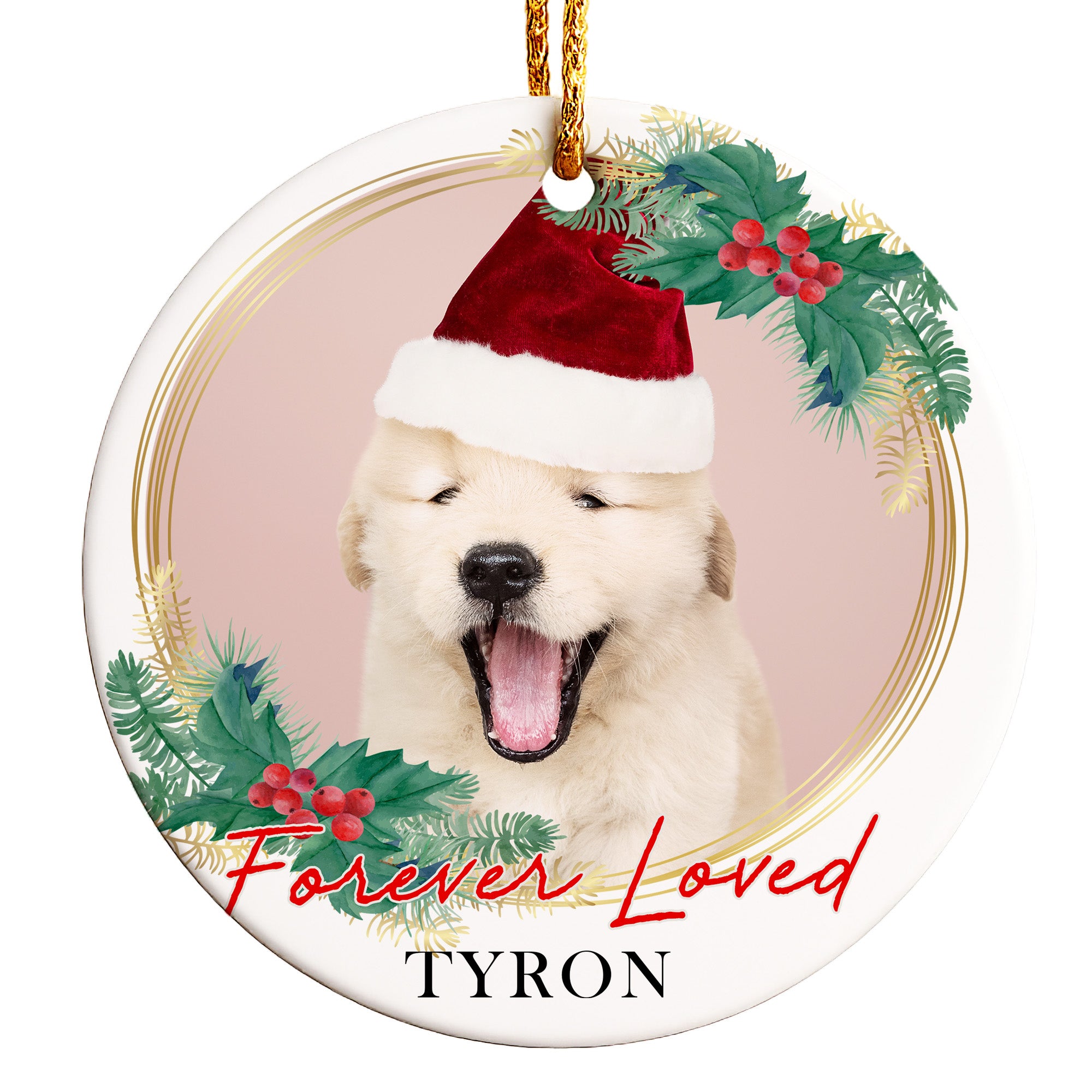 Personalized "Forever Loved" Ceramic Holiday Ornament with Adorable Puppy Design - Perfect Gift for Dog Lovers - Image 1