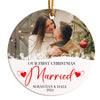 Personalized Our First Christmas Married Ceramic Ornament - Customizable Keepsake for Newlyweds, 2024 - Image 1