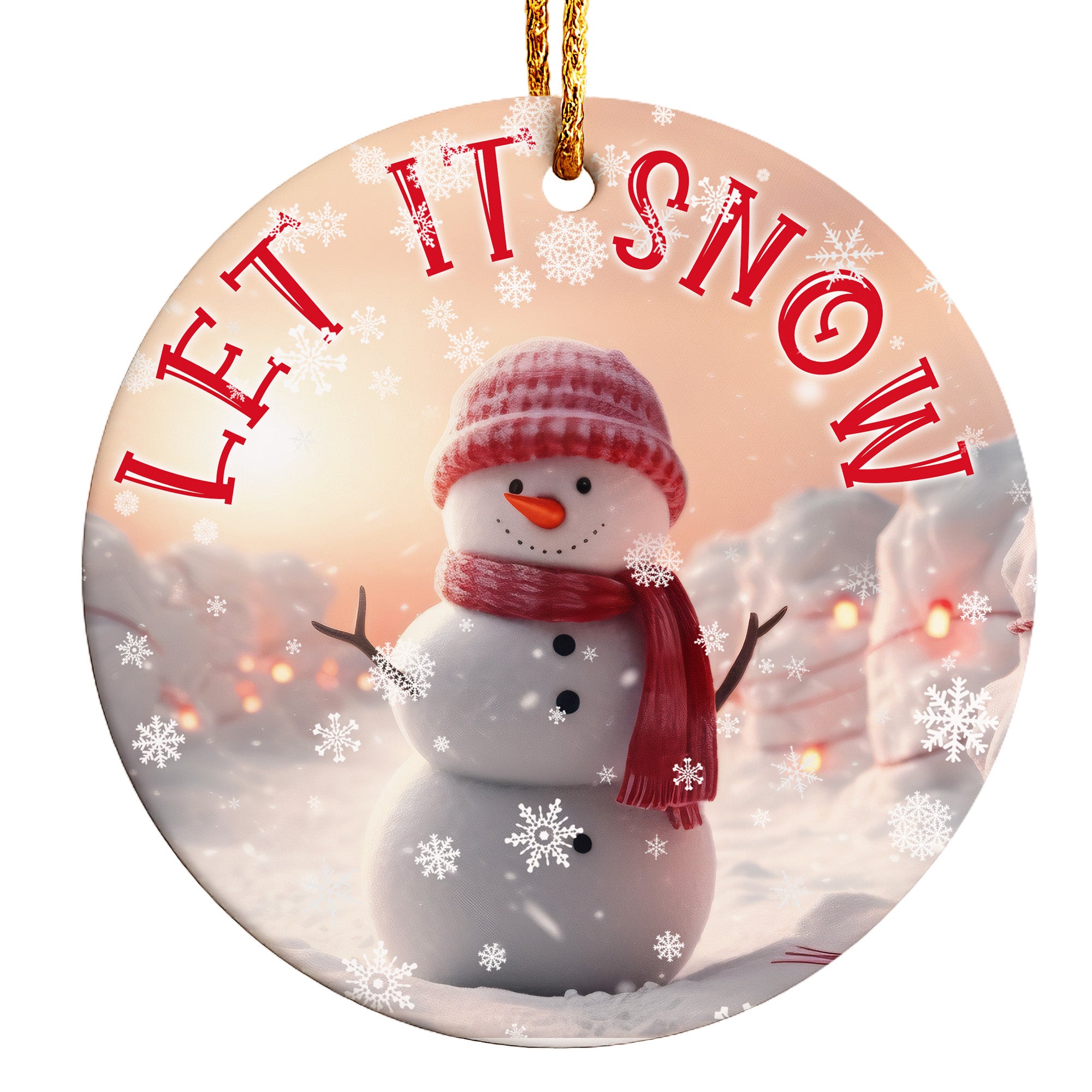 Personalized "Let It Snow" Ceramic Ornament - Handcrafted Holiday Snowman Keepsake with Customization Options - Image 1