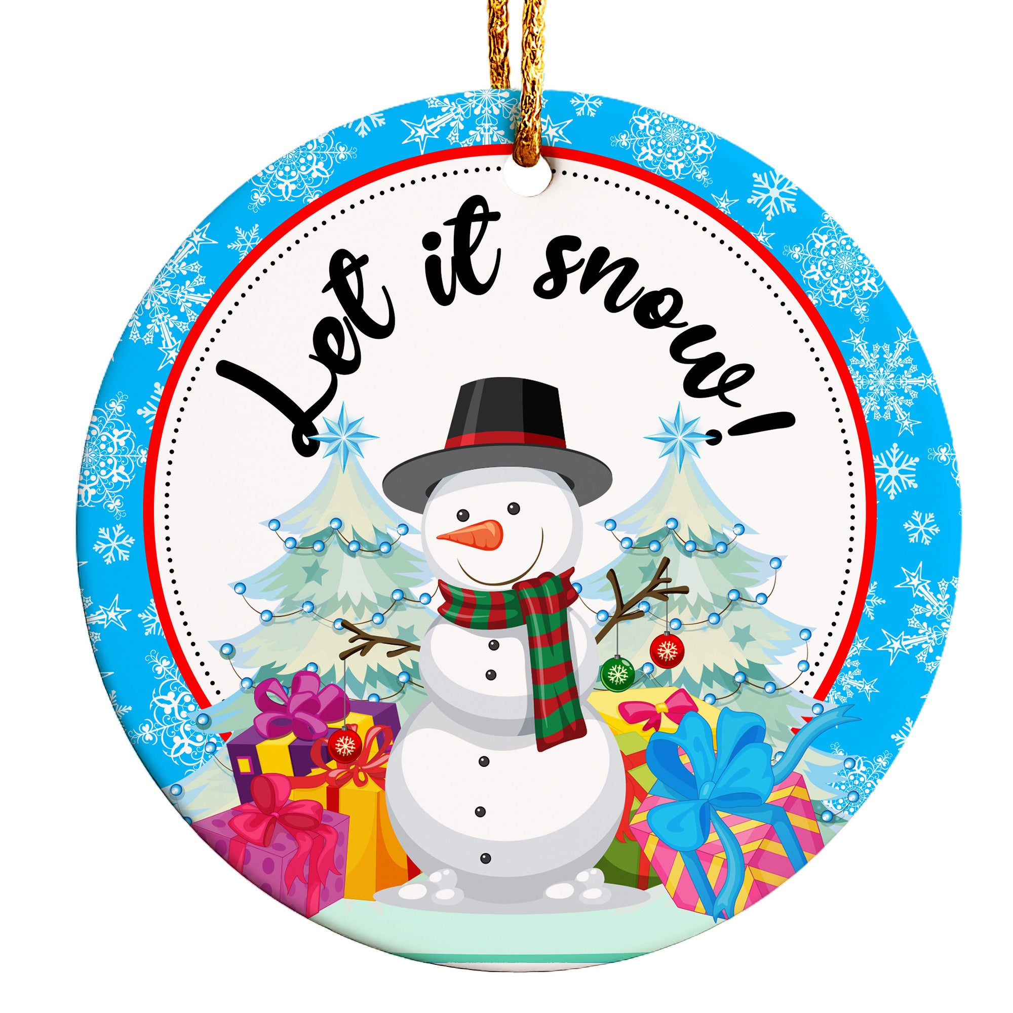 Personalized Ceramic Snowman Ornament with "Let it Snow" Design – Perfect Holiday Gift for Family & Friends - Image 1