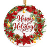 Personalized Handmade Holiday Ceramic Ornament – Festive Wreath Design with Custom Text Options - Image 1