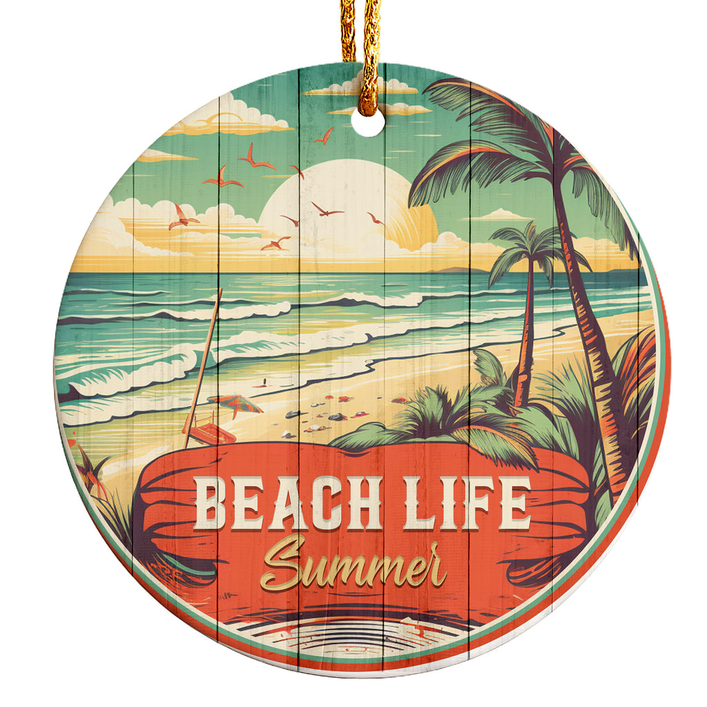 Personalized "Beach Life Summer" Handmade Ceramic Ornament - Vibrant Coastal Design for Unique Gift-Giving - Image 1