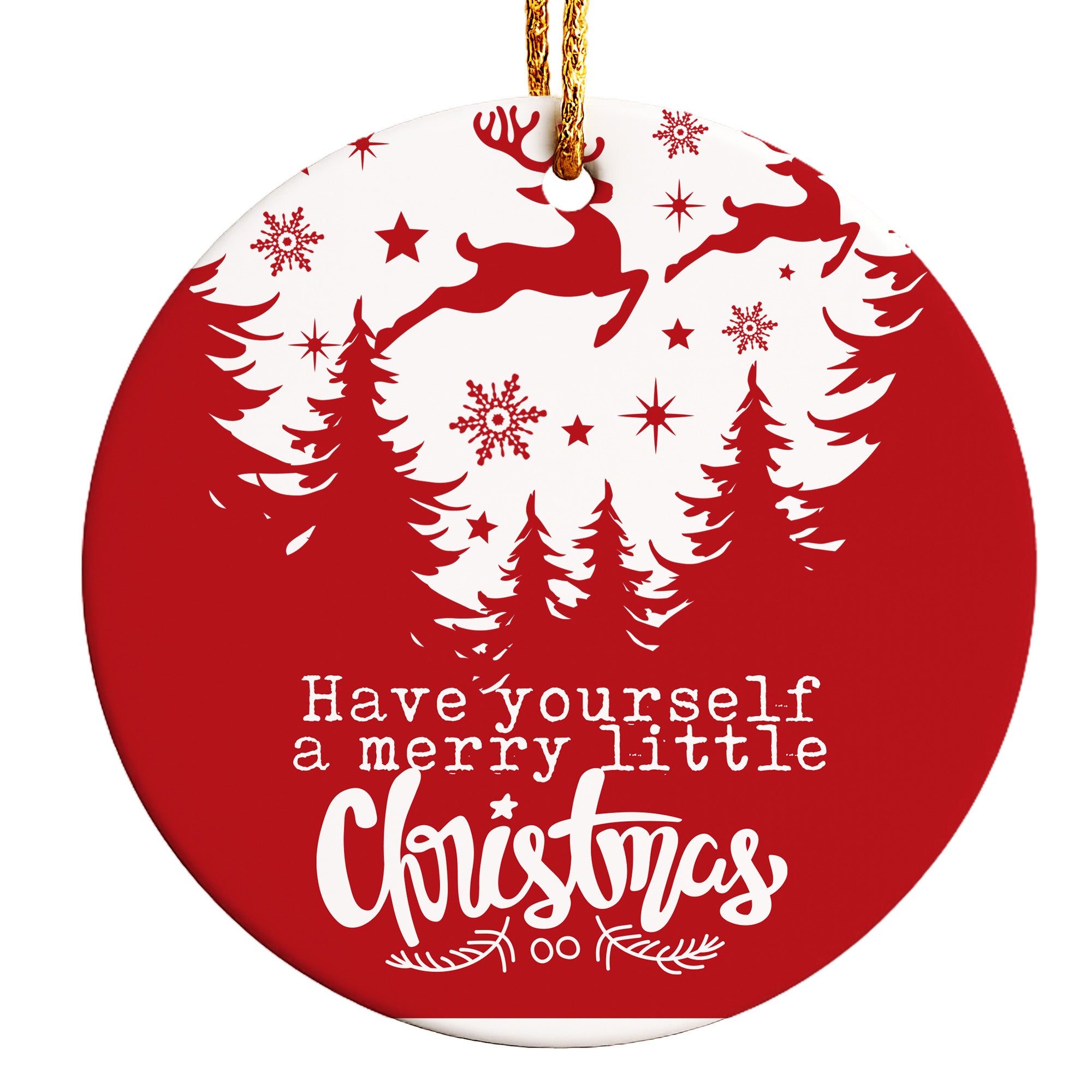 Personalized Merry Little Christmas Ceramic Ornament – Custom Holiday Gift for Family and Friends, Red and White Design - Image 1