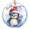 Personalized Winter Penguin Ceramic Ornament – Handcrafted Holiday Keepsake with Customizable Santa Hat and Snowflakes Design - Image 1