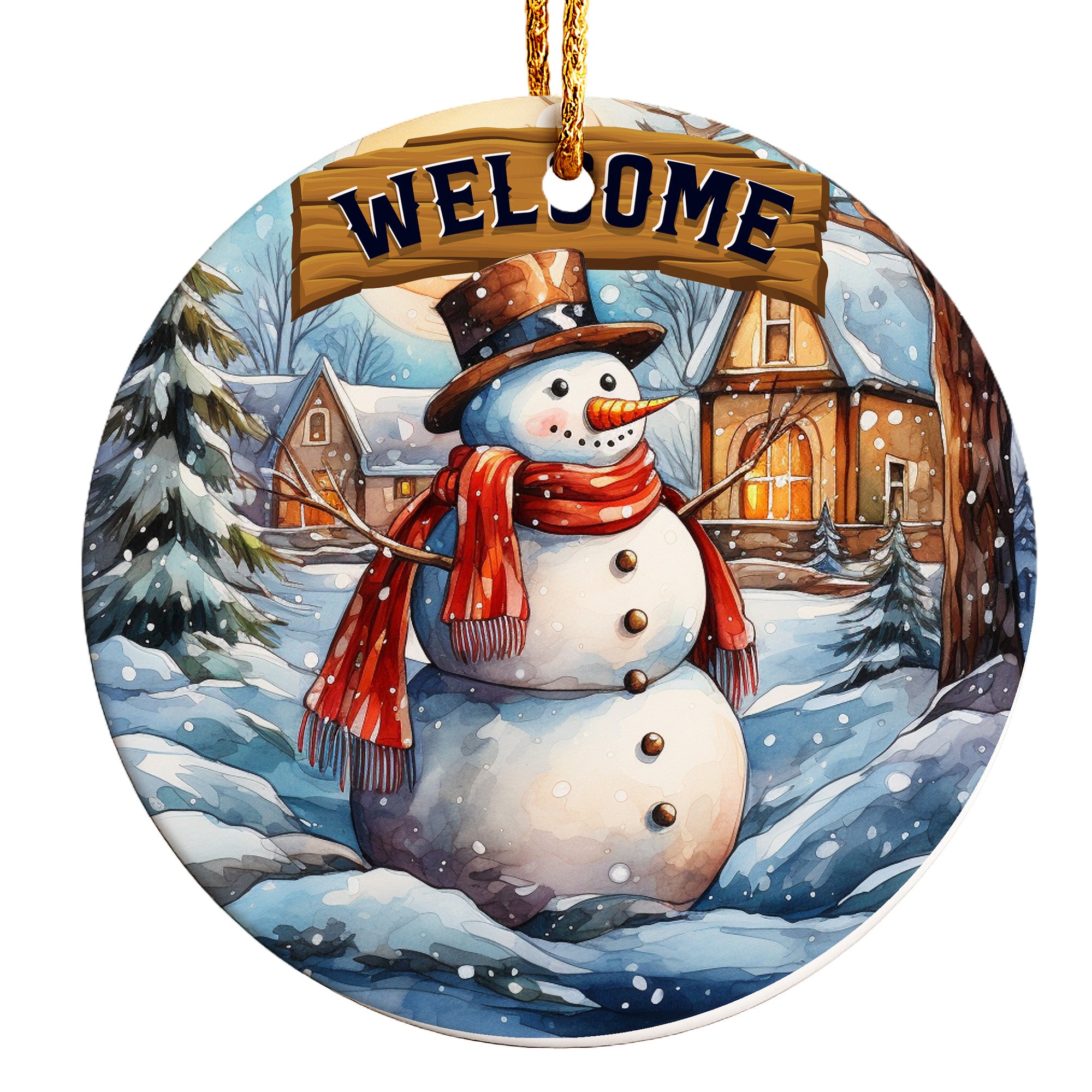 Personalized Welcome Snowman Ceramic Ornament – Custom Holiday Decor for Home or Gift - Image 1