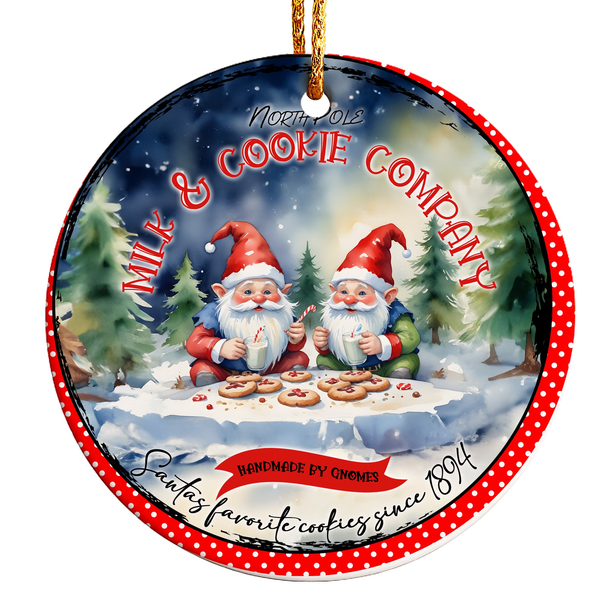 Enchanting Personalized Ceramic Ornament – Handmade Gnome Cookies Design for Christmas Delight - Image 1