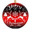 Personalized Merry Christmas Ceramic Ornament – Handcrafted Holiday Décor with Elegant Red & White Design - Image 1