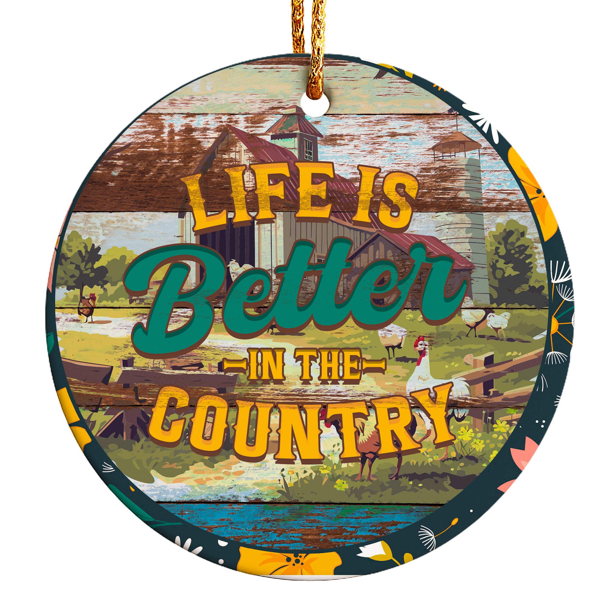 Personalized Rustic Ceramic Ornament - "Life is Better in the Country" - Perfect for Home Decor or Gift Giving - Image 1