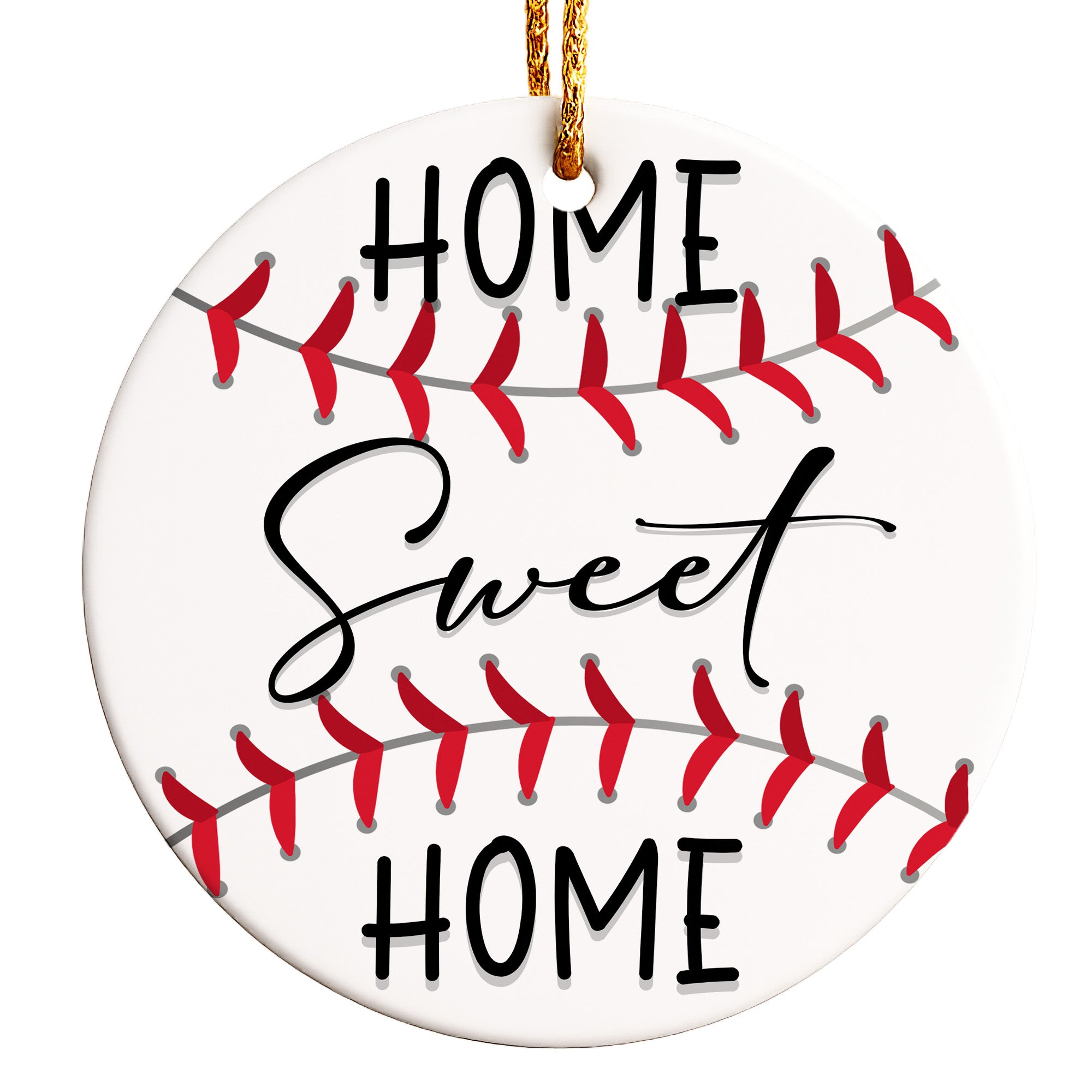 Personalized "Home Sweet Home" Ceramic Baseball Ornament – Ideal Custom Gift for Sports Lovers and Cozy Home Decor - Image 1