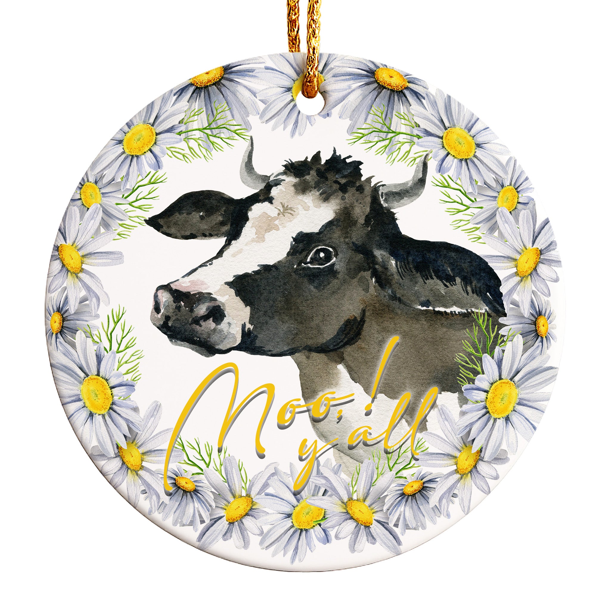 Personalized Ceramic Cow Ornament with Floral Design - Perfect Handmade Gift for Farmhouse Decor and Celebrations - Image 1