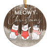 Personalized "Meowy Christmas" Ceramic Ornament – Cozy Cat Design, Handmade Holiday Gift - Image 1