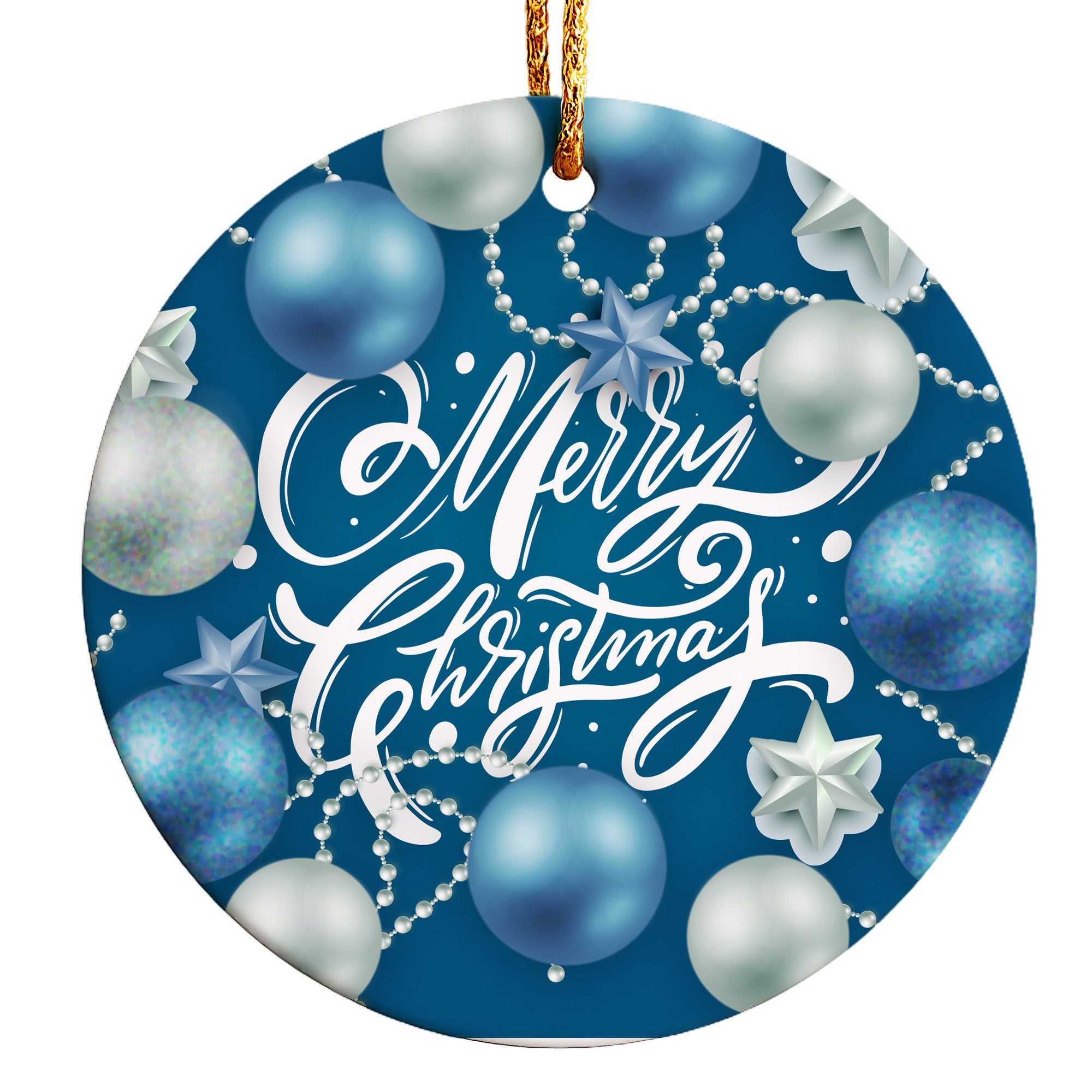 Elegant Personalized Merry Christmas Ceramic Ornament – Handcrafted Holiday Decor with Customization for the Perfect Gift - Image 1