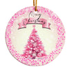 Personalized Pink Christmas Tree Ceramic Ornament - Custom Holiday Decoration with Festive Design, Perfect Gift for Her - Image 1