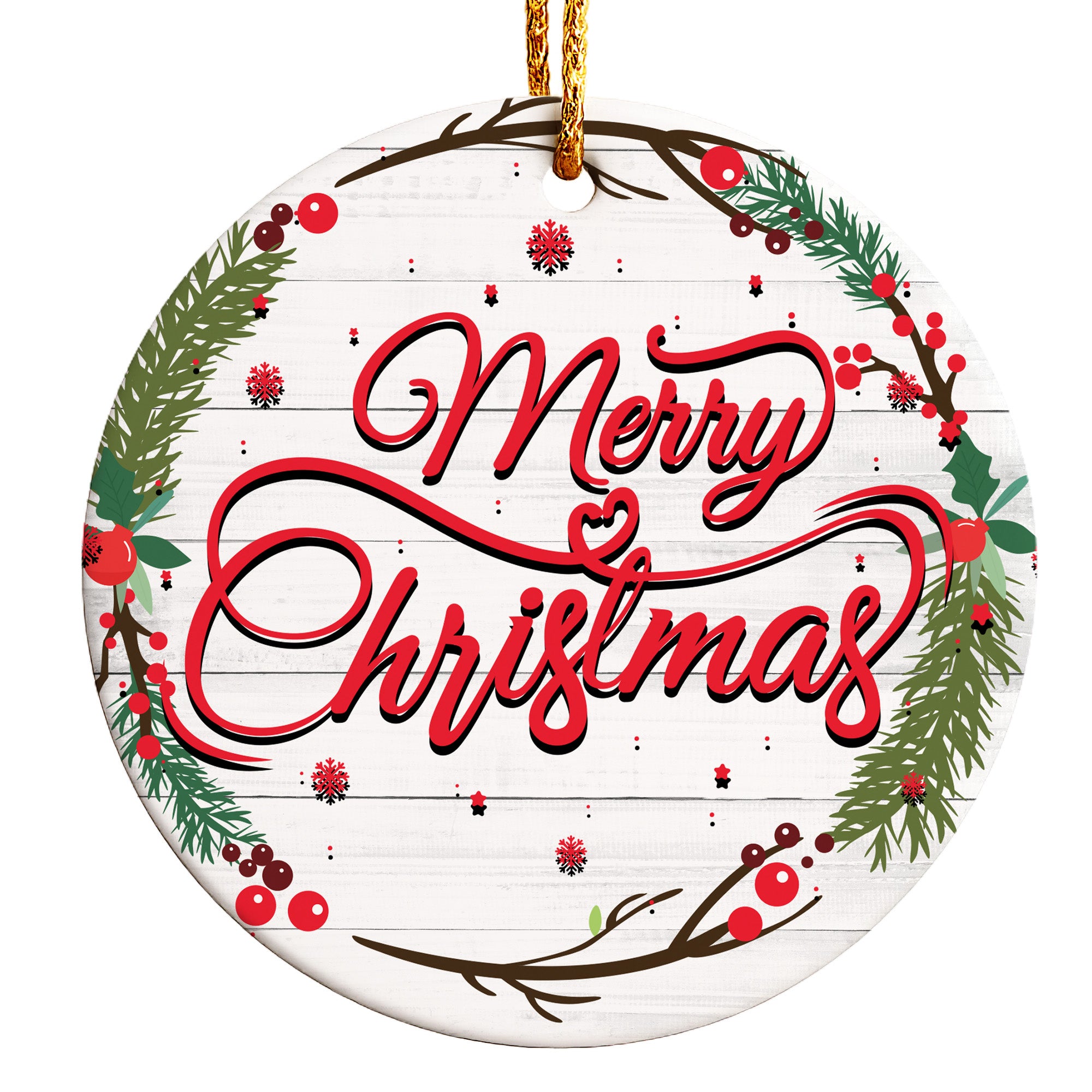 Personalized Merry Christmas Ceramic Ornament - Handcrafted Holiday Keepsake with Festive Design for Gift-Giving - Image 1