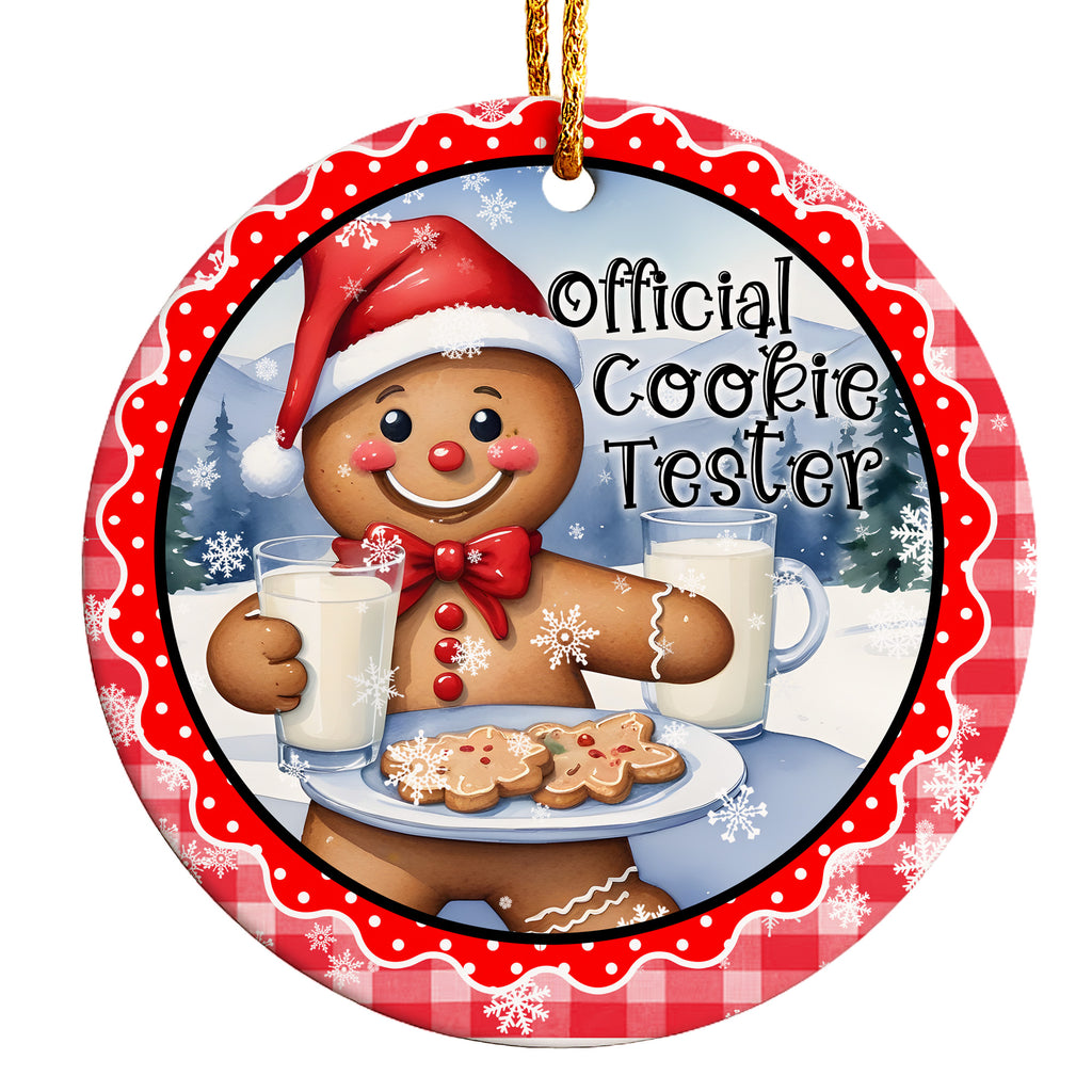 Personalized "Official Cookie Tester" Ceramic Ornament - Handcrafted Holiday Decor for Ultimate Festive Fun - Image 1