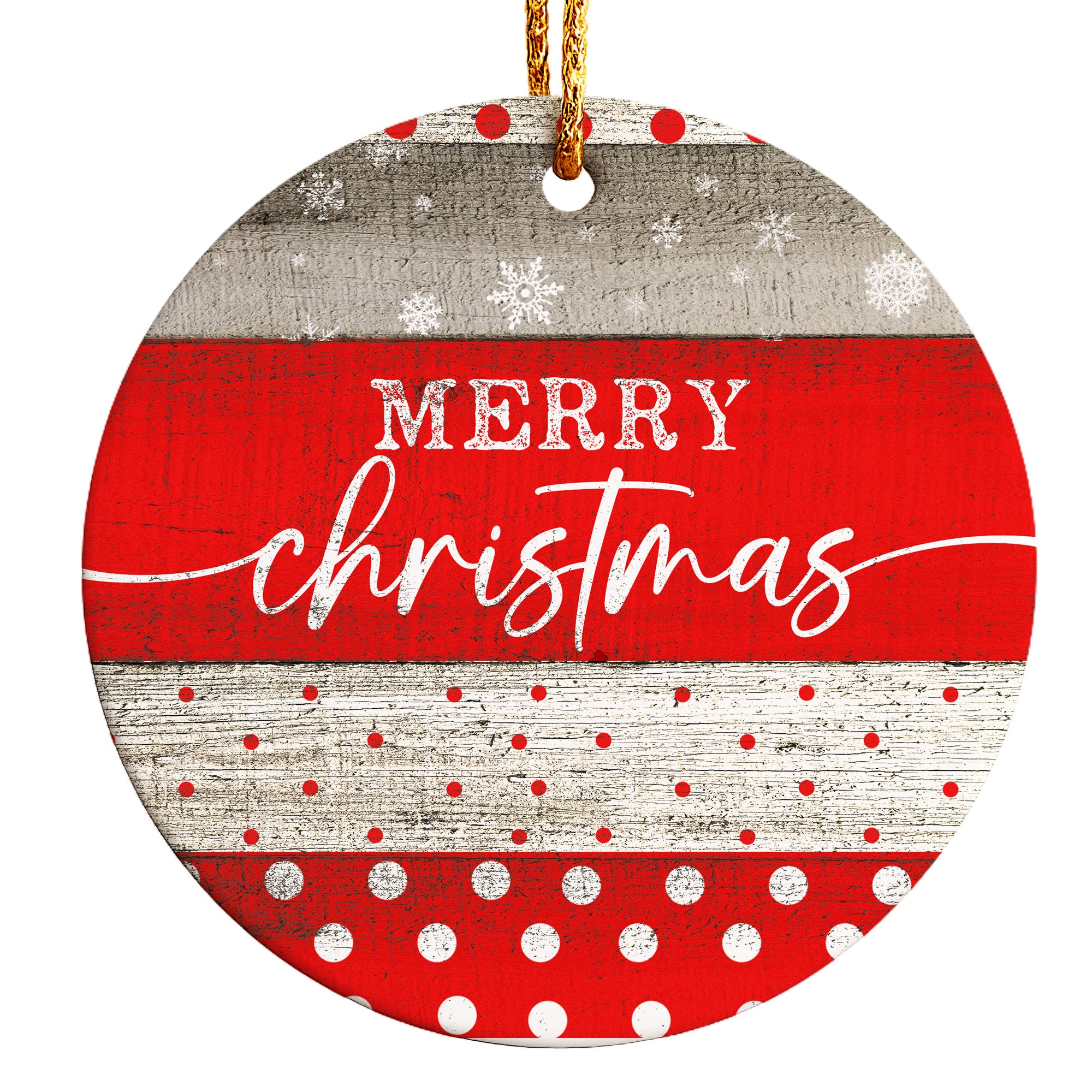 Handcrafted Ceramic Merry Christmas Ornament - Rustic Red & White Personalized Gift for Holiday Cheer - Image 1