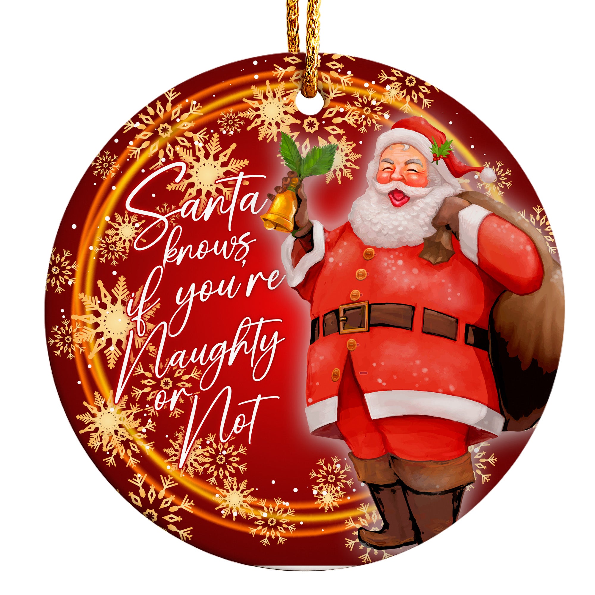 Personalized Christmas Ceramic Ornament - "Santa Knows" Design for a Festive Holiday Touch - Perfect Custom Gift - Image 1