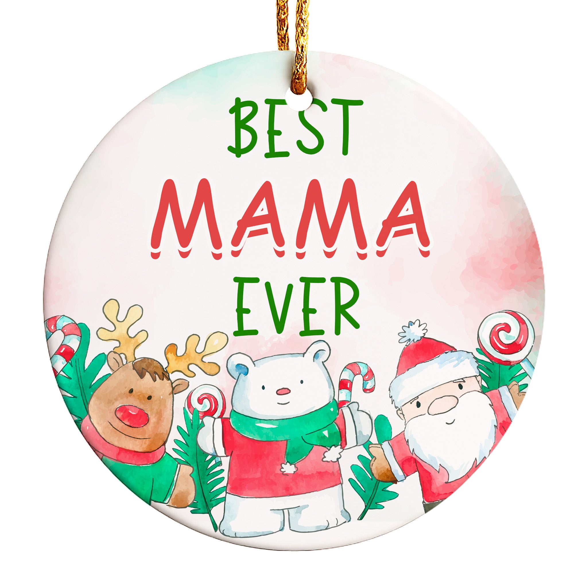 Customizable "Best Mama Ever" Ceramic Ornament – Handcrafted Holiday Decoration Perfect for Mother's Day, Christmas, and Special Occasions - Image 1