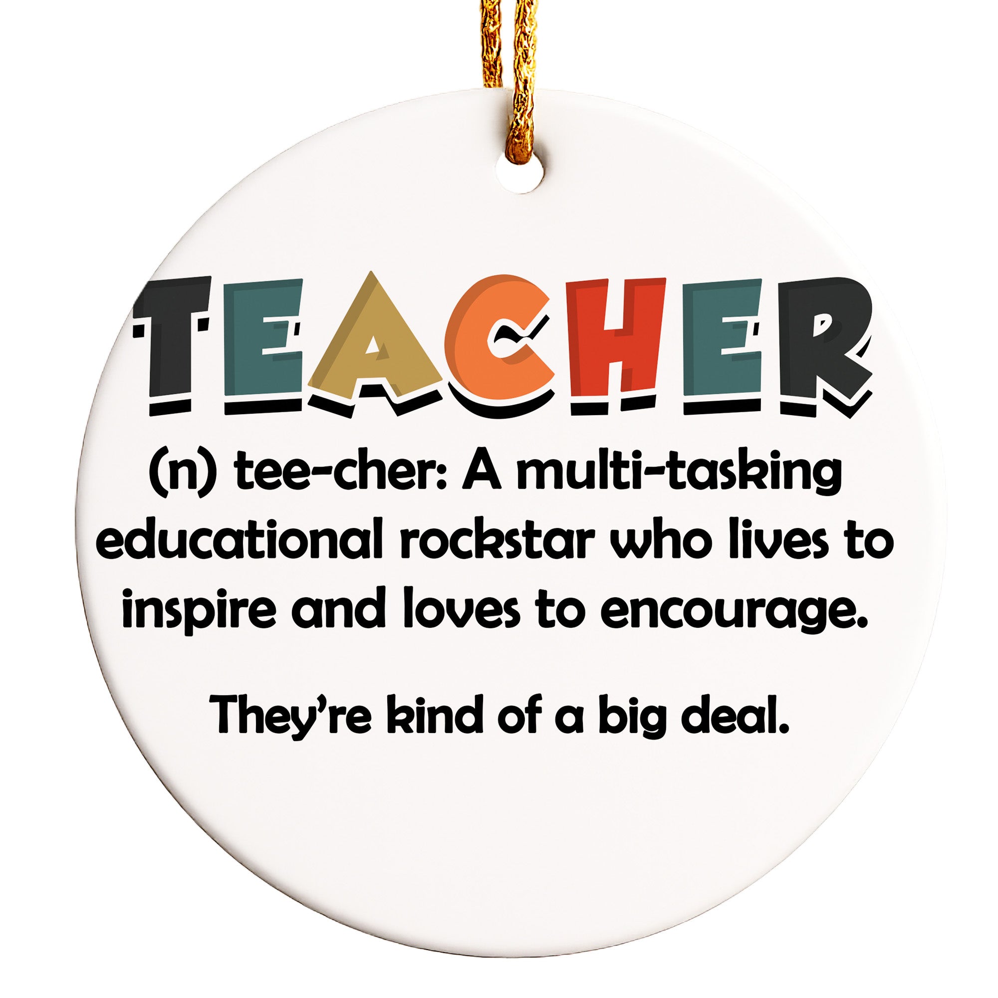 Personalized Teacher Appreciation Ceramic Ornament – Multi-Color Definition Design for Inspiring Educators - Image 1