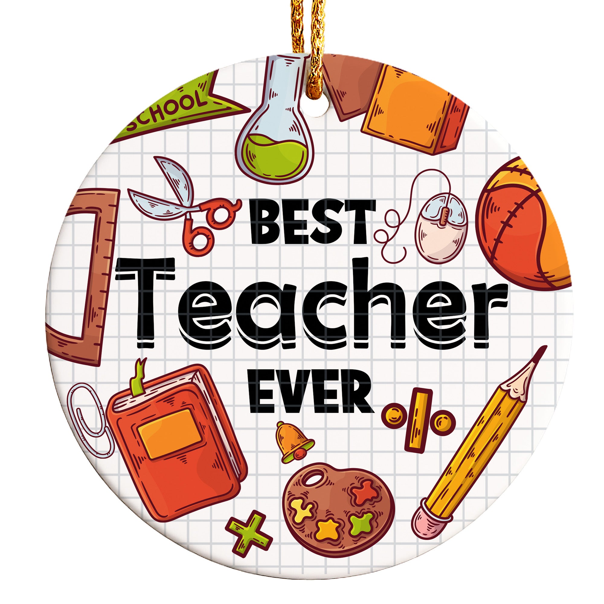 Personalized "Best Teacher Ever" Ceramic Ornament - Handcrafted Appreciation Gift for Educators, Ideal for Teacher's Day or Graduation - Image 1