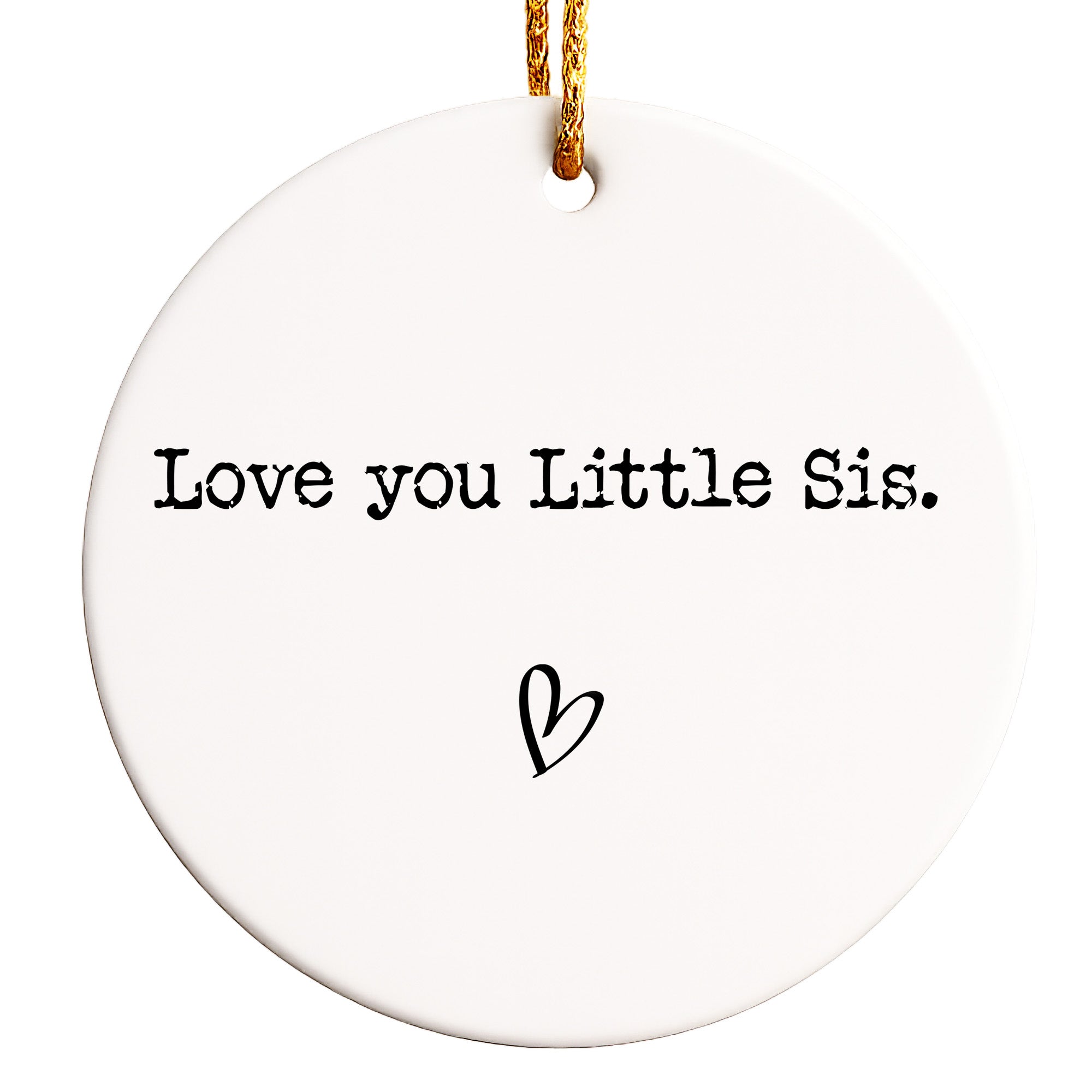 Personalized Handmade Ceramic Ornament for Little Sisters – Heartfelt Gift with Customizable Message and Elegant Design - Image 1