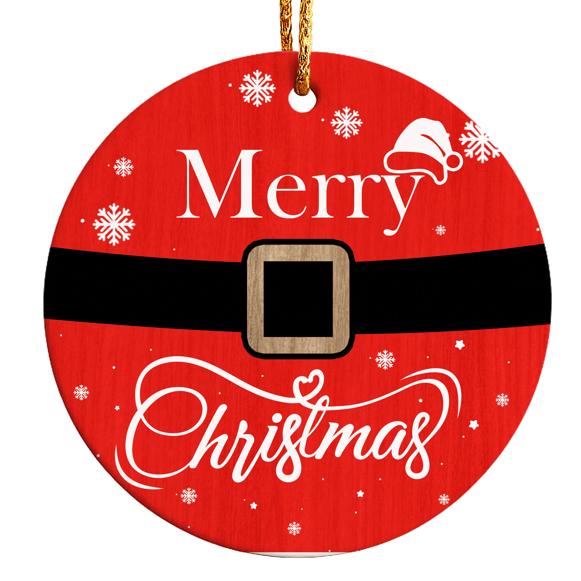 Personalized Santa Belt Ceramic Christmas Ornament – Handcrafted Holiday Décor Gift with Customizable Options for Family and Friends - Image 1