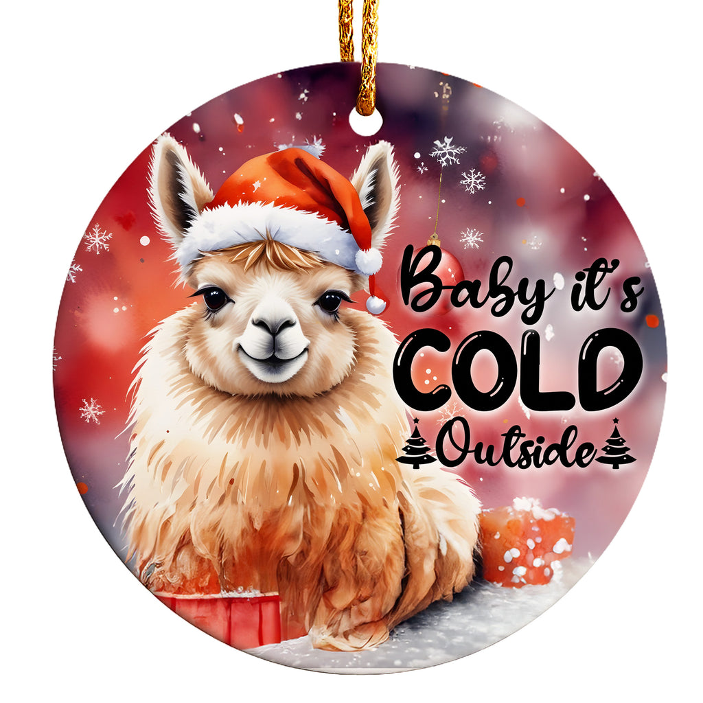 Personalized Llama Christmas Ornament - Festive Ceramic Decoration with Custom Message for Holiday Gifting - Image 1
