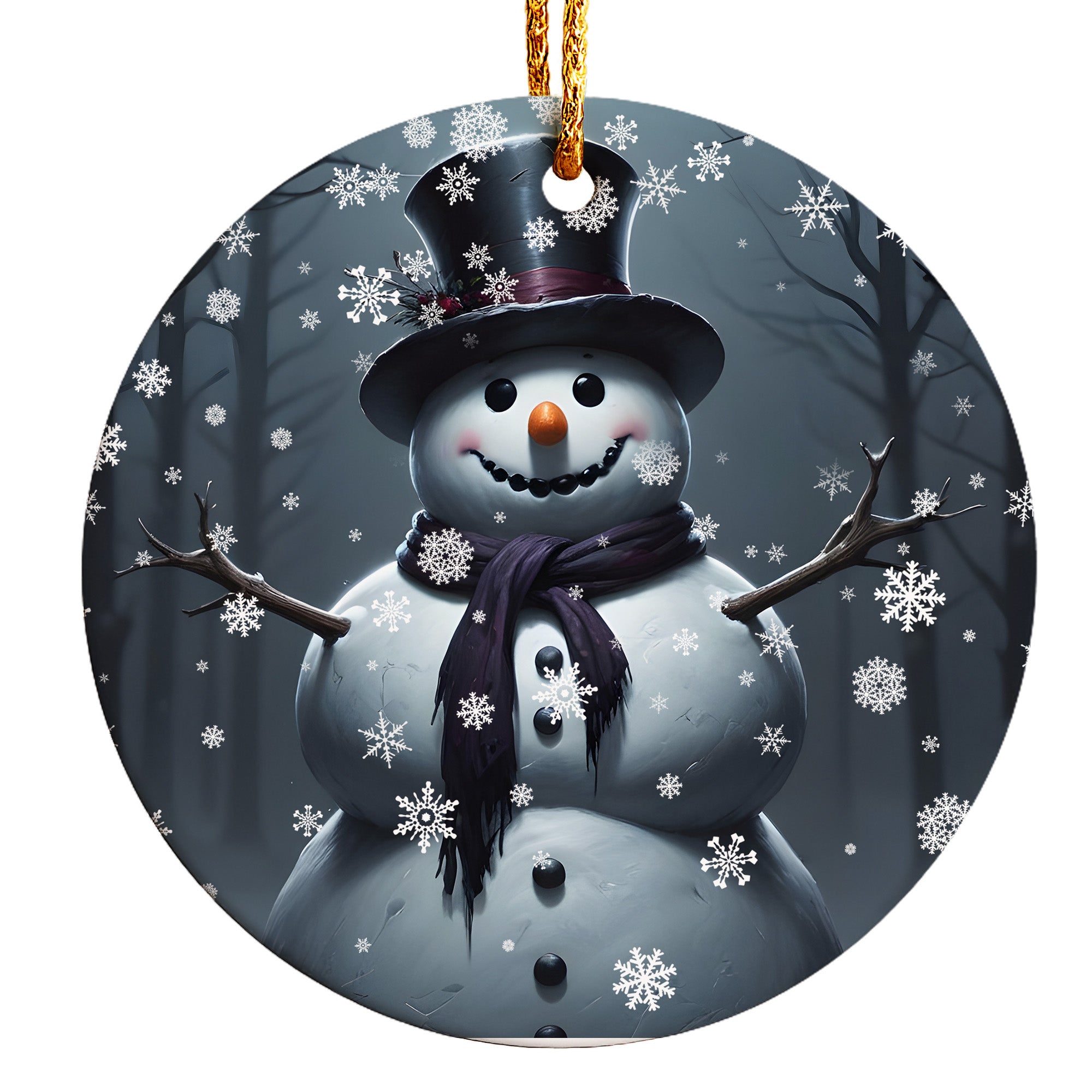 Personalized Snowman Ceramic Ornament – Handcrafted Winter Wonderland Decoration with Customizable Elements for Unique Holiday Gifts - Image 1