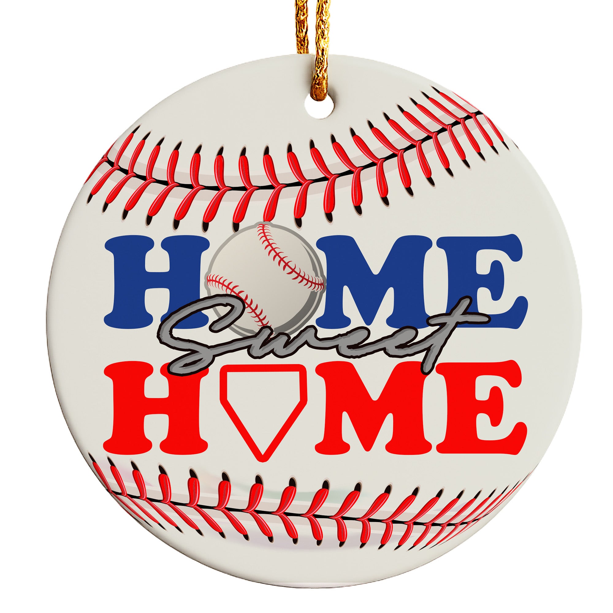 Personalized "Home Sweet Home" Baseball Ceramic Ornament – Perfect for Sports Enthusiasts and Gift Giving - Image 1