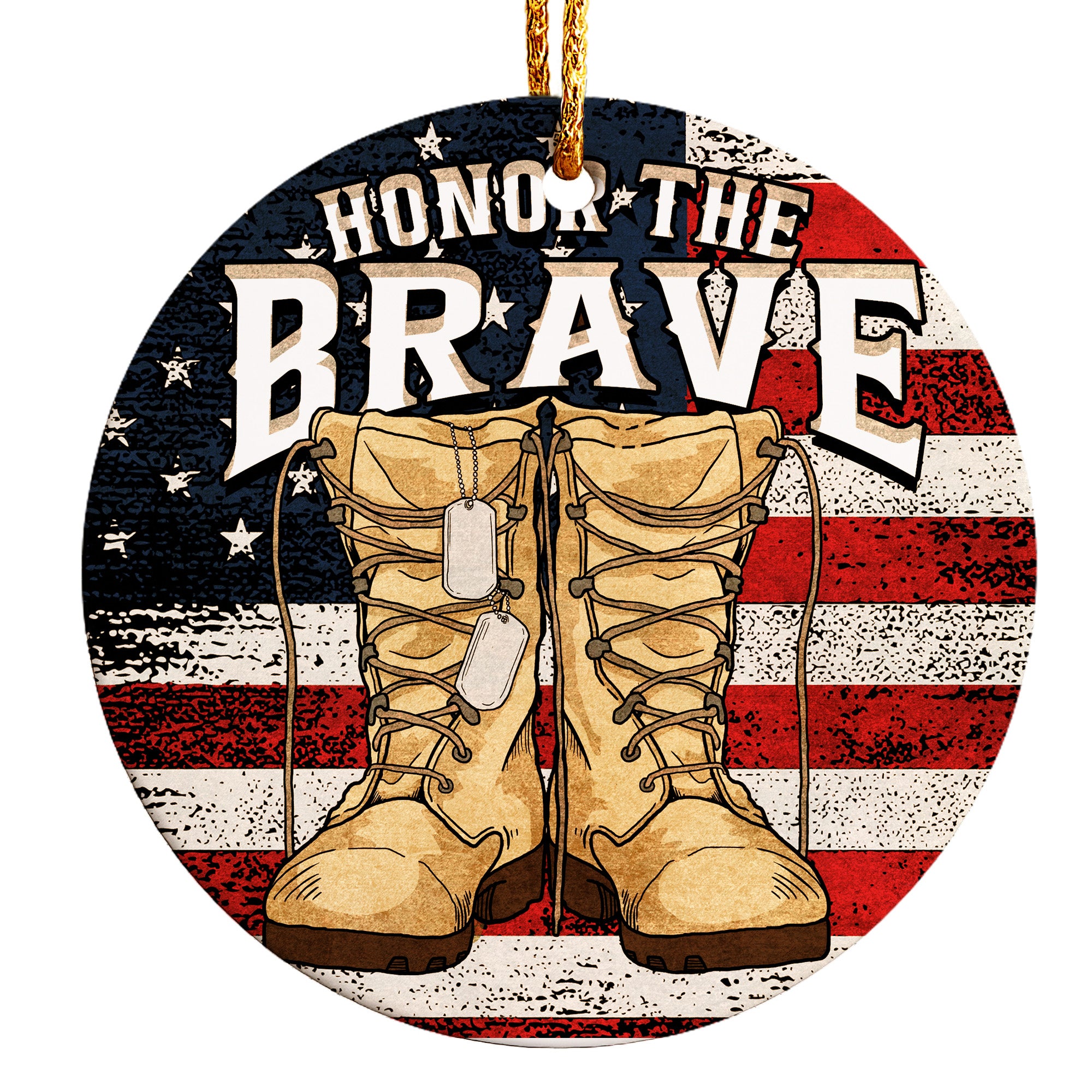 Personalized "Honor the Brave" Ceramic Ornament - Handmade Military Tribute, Perfect for Veterans & Memorial Gifts - Image 1