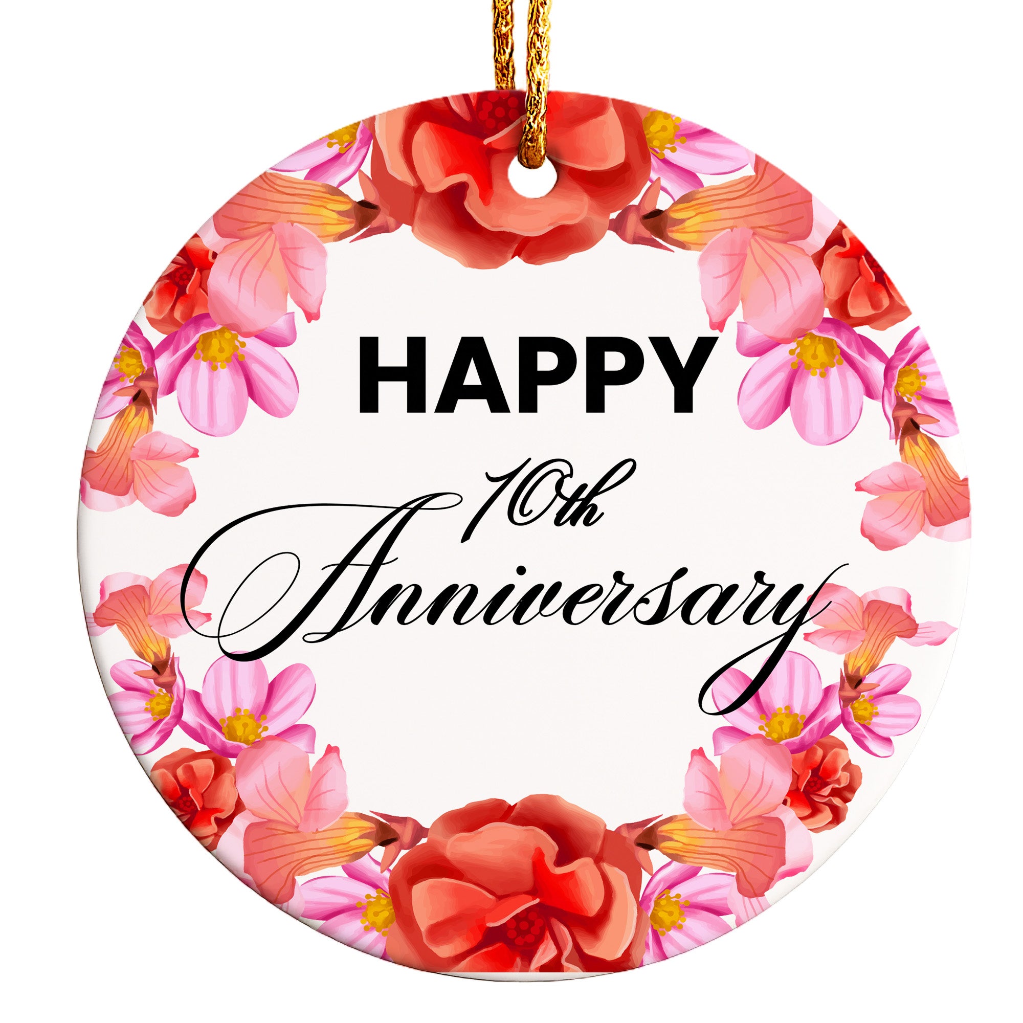 Celebrate Milestones with Our Personalized 10th Anniversary Ceramic Ornament - Perfect Handmade Gift for Loved Ones - Image 1