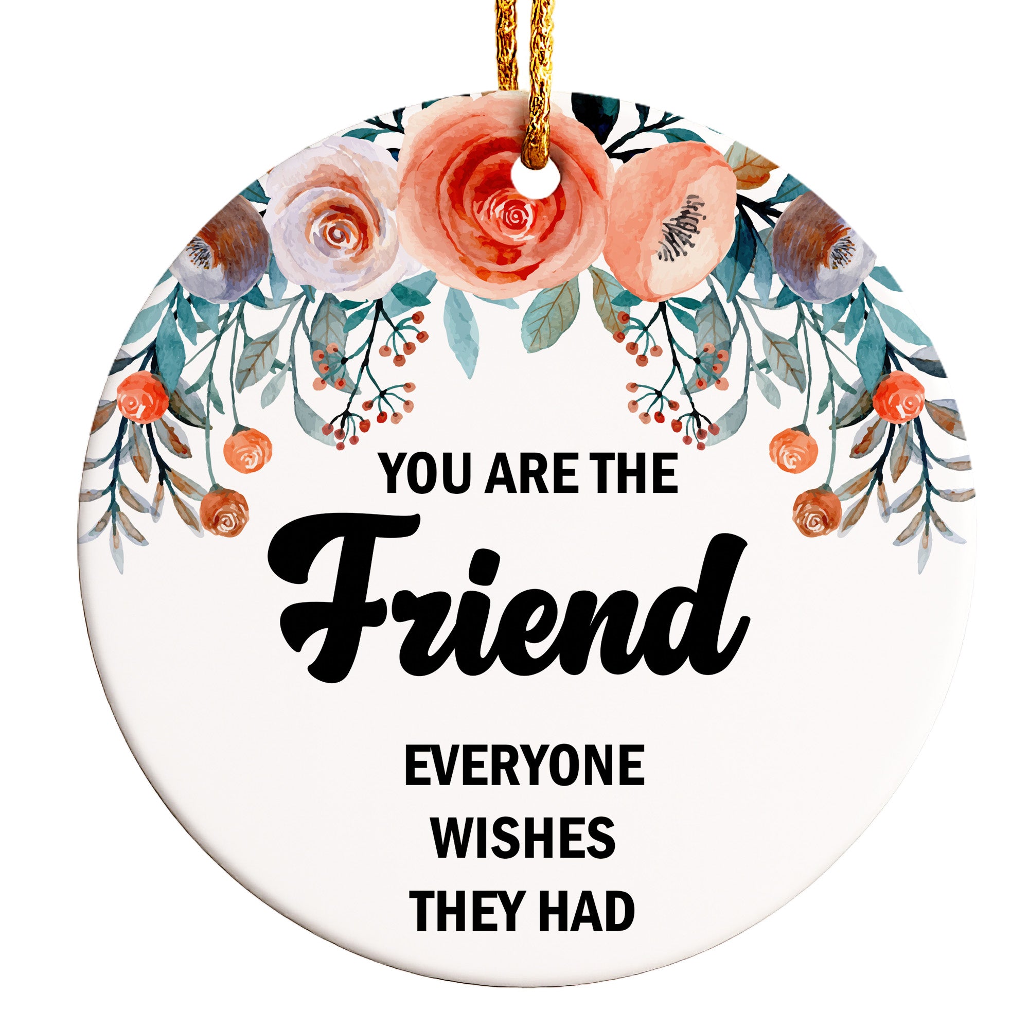 Personalized Floral Friendship Ceramic Ornament - Perfect Handmade Gift with Heartfelt Message - Image 1