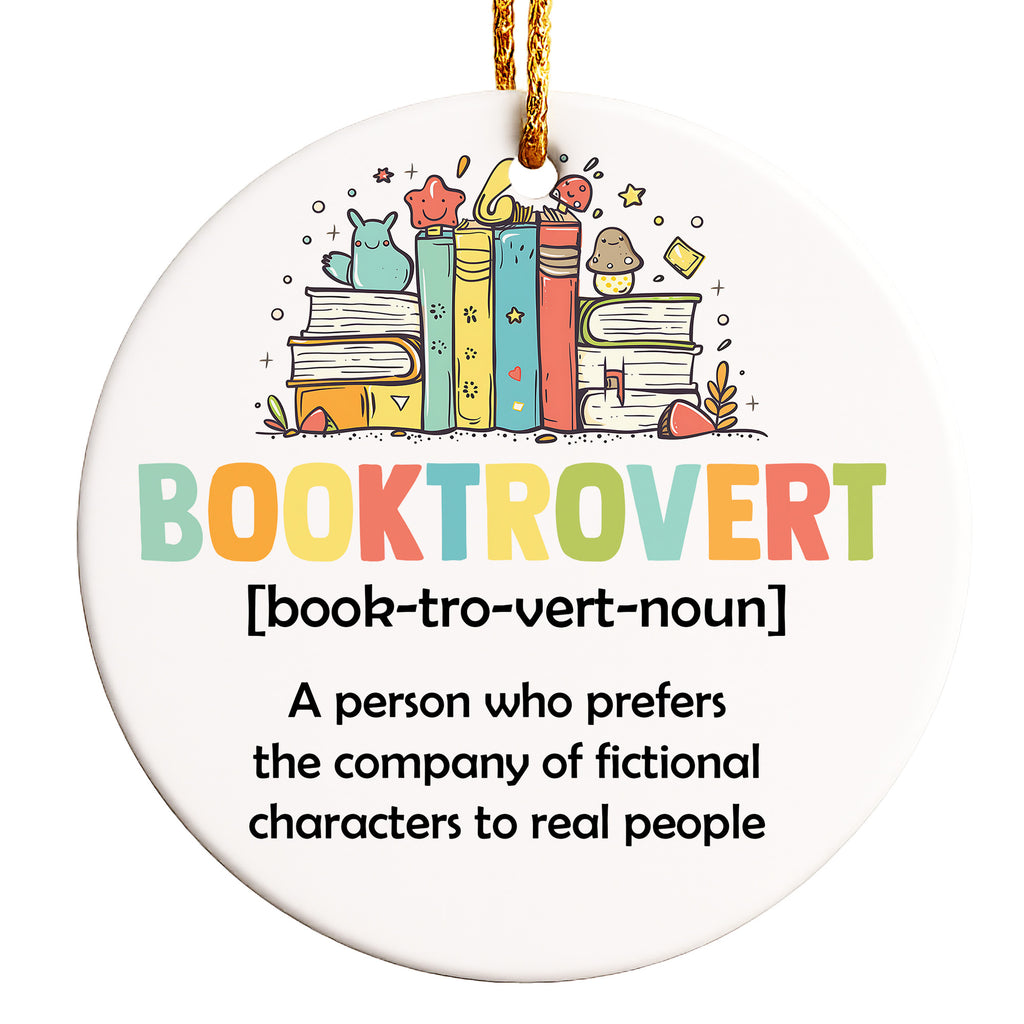 Personalized "Booktrovert" Ceramic Ornament - Vibrant Book Lover's Gift with Customization Options - Image 1