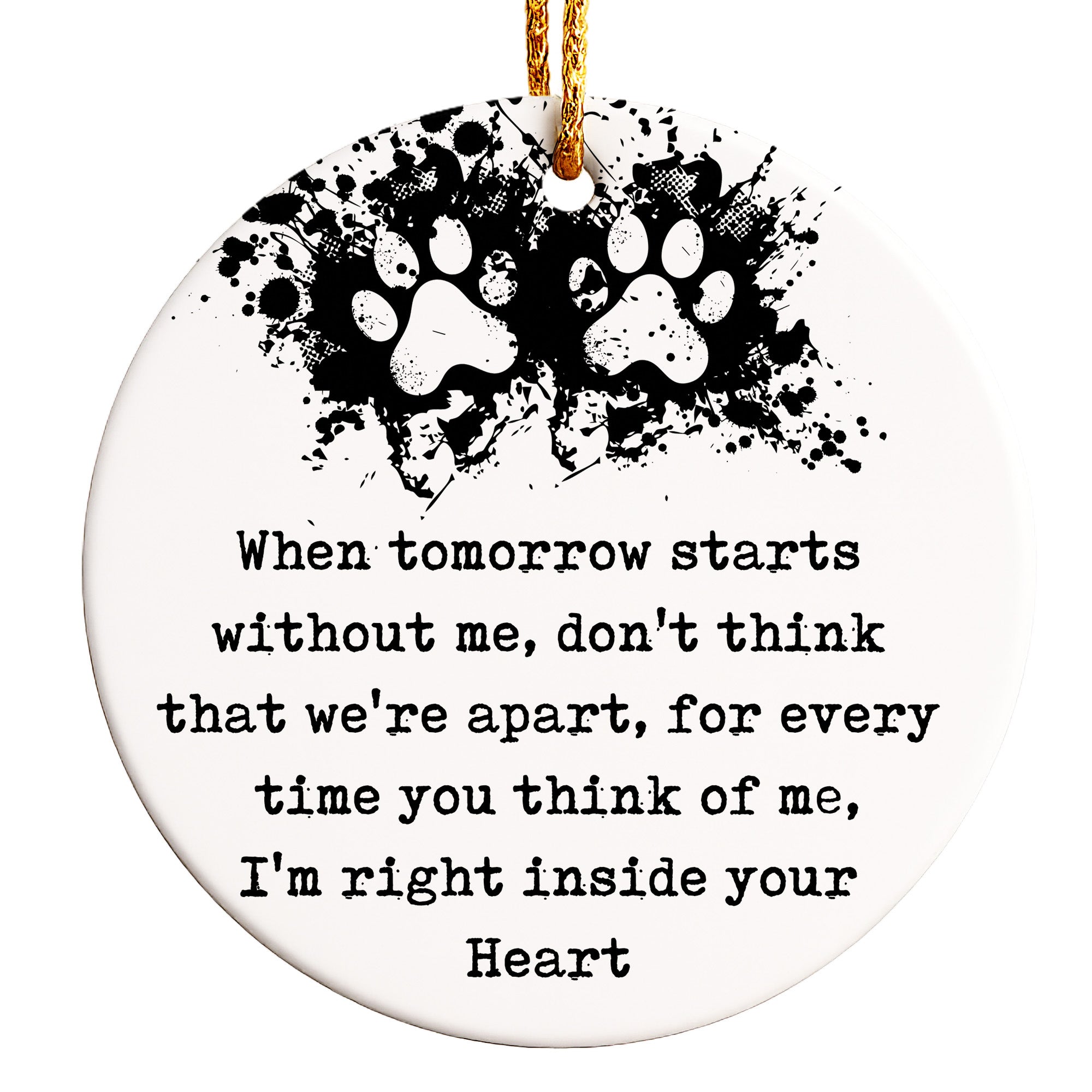 Personalized Pet Memorial Ceramic Ornament - Heartfelt Pet Loss Keepsake Gift with Paw Print Design - Image 1